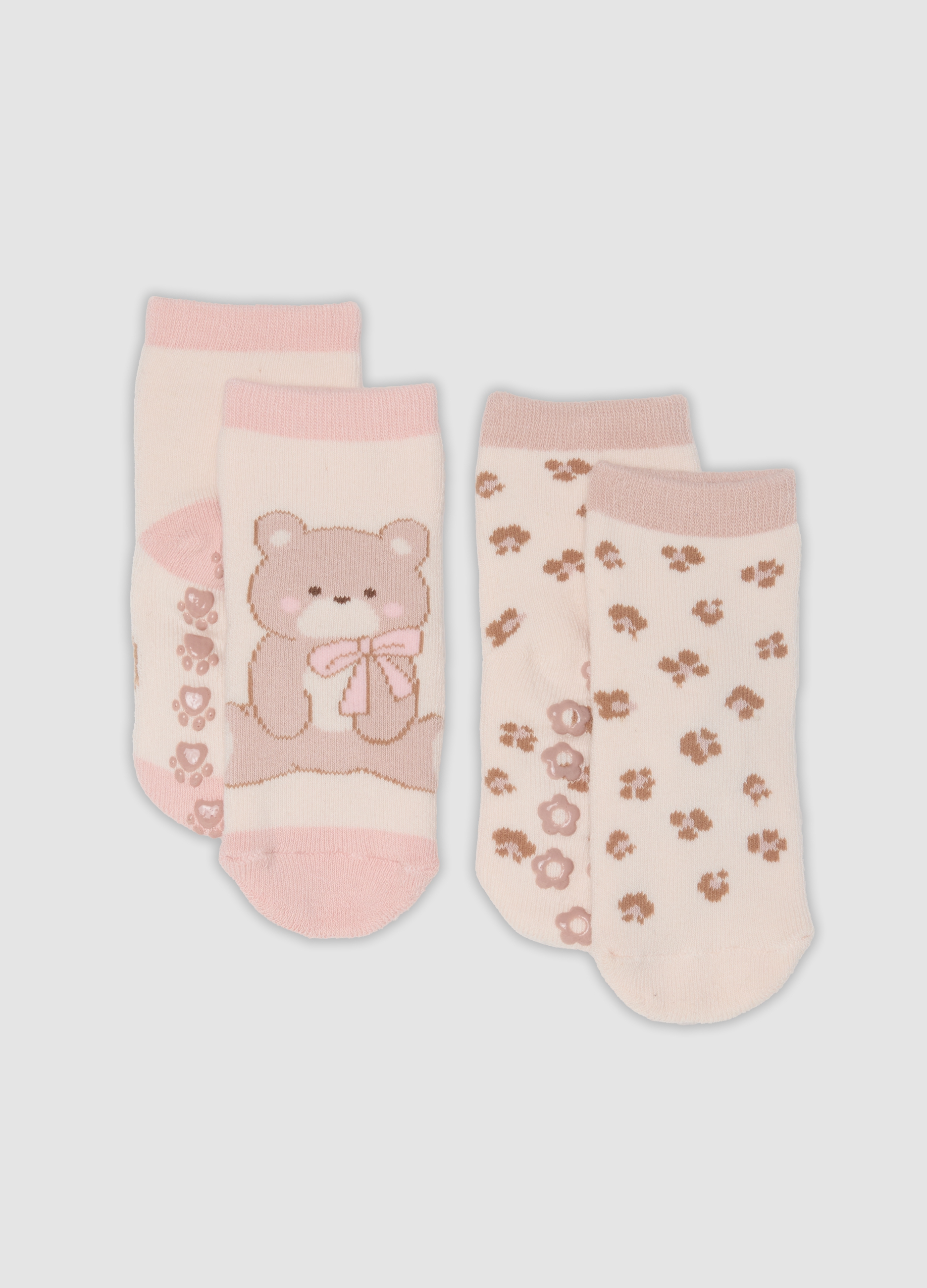 FAGOTTINO, Bipack Di Calze Antiscivolo Rosa In Cotone Organico, Bambina, Rosa, Taglia: 12-18