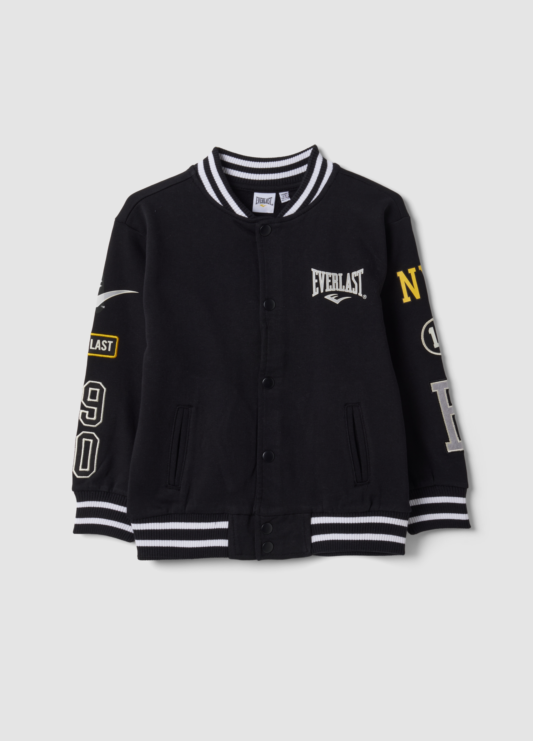 EVERLAST, Felpa Nera In Puro Cotone Stile College Con Logo Regular Fit Per Bambino, Nero, Taglia: 6-7
