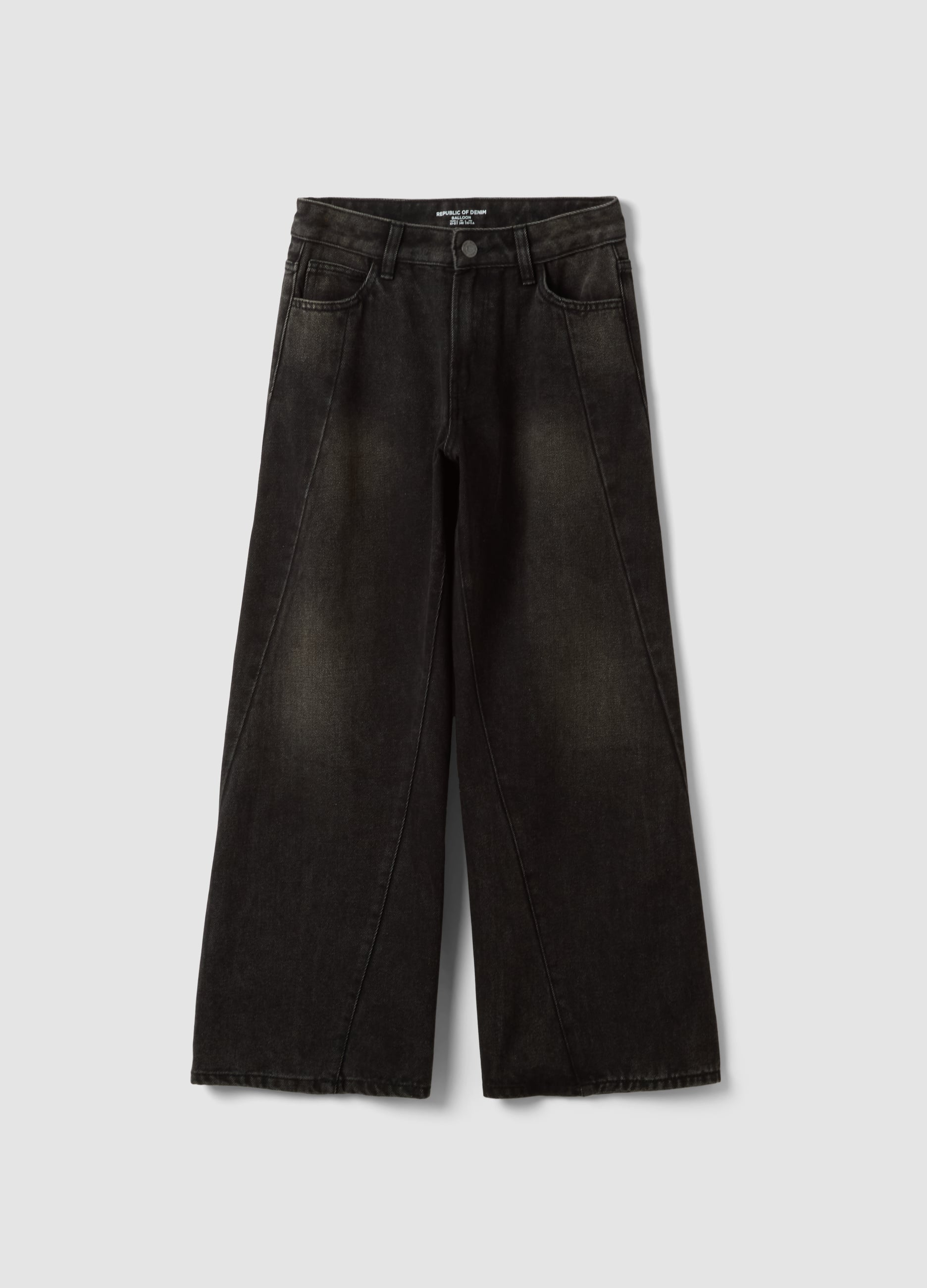 REPUBLIC OF DENIM, Jeans Neri Balloon Fit In Misto Cotone, Viscosa, Lyocell E Lana, Bambina, Nero, Taglia: 12-13