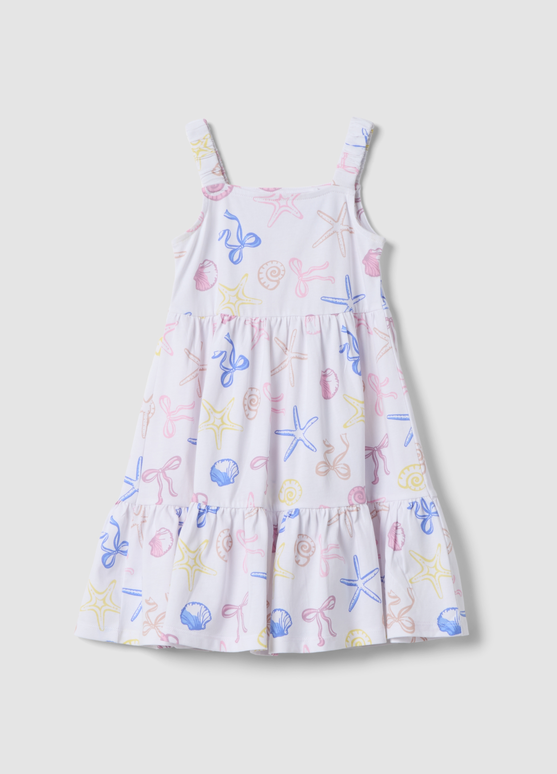 OVS KIDS, Vestido Blanco De Algodón Puro Para Niña, Corte Regular, Con Estampados Marinos, Niña, Blanco óptico, Talla: 3-4