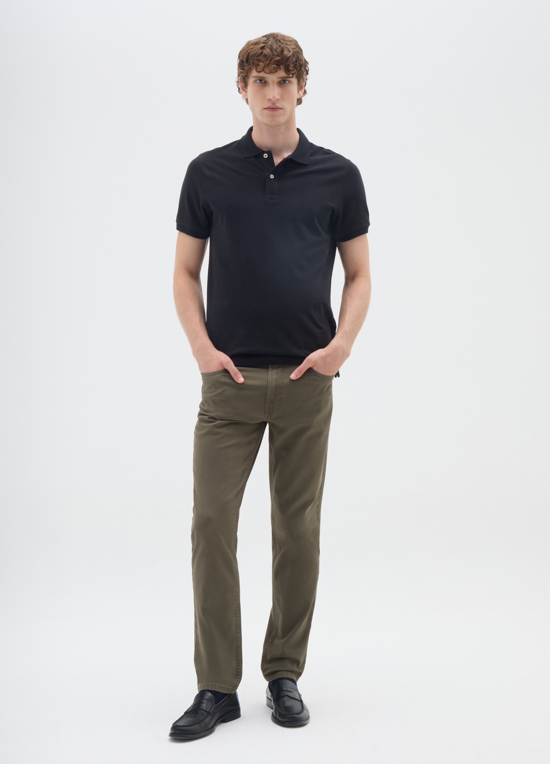 OVS, Pantalones Ajustados De Algodón Elástico Verdes, Hombre, Verde claro, Talla: 48