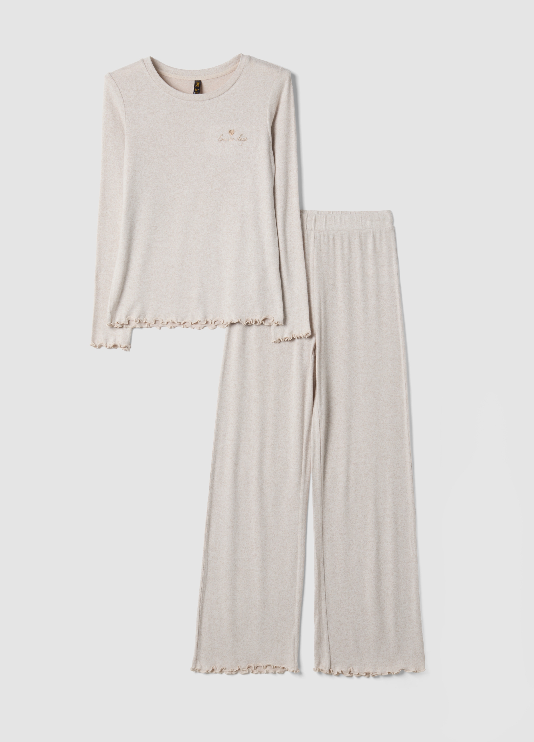 OVS, Pigiama Beige In Viscosa Elasticizzata Con Girocollo, Donna, Beige, Taglia: L