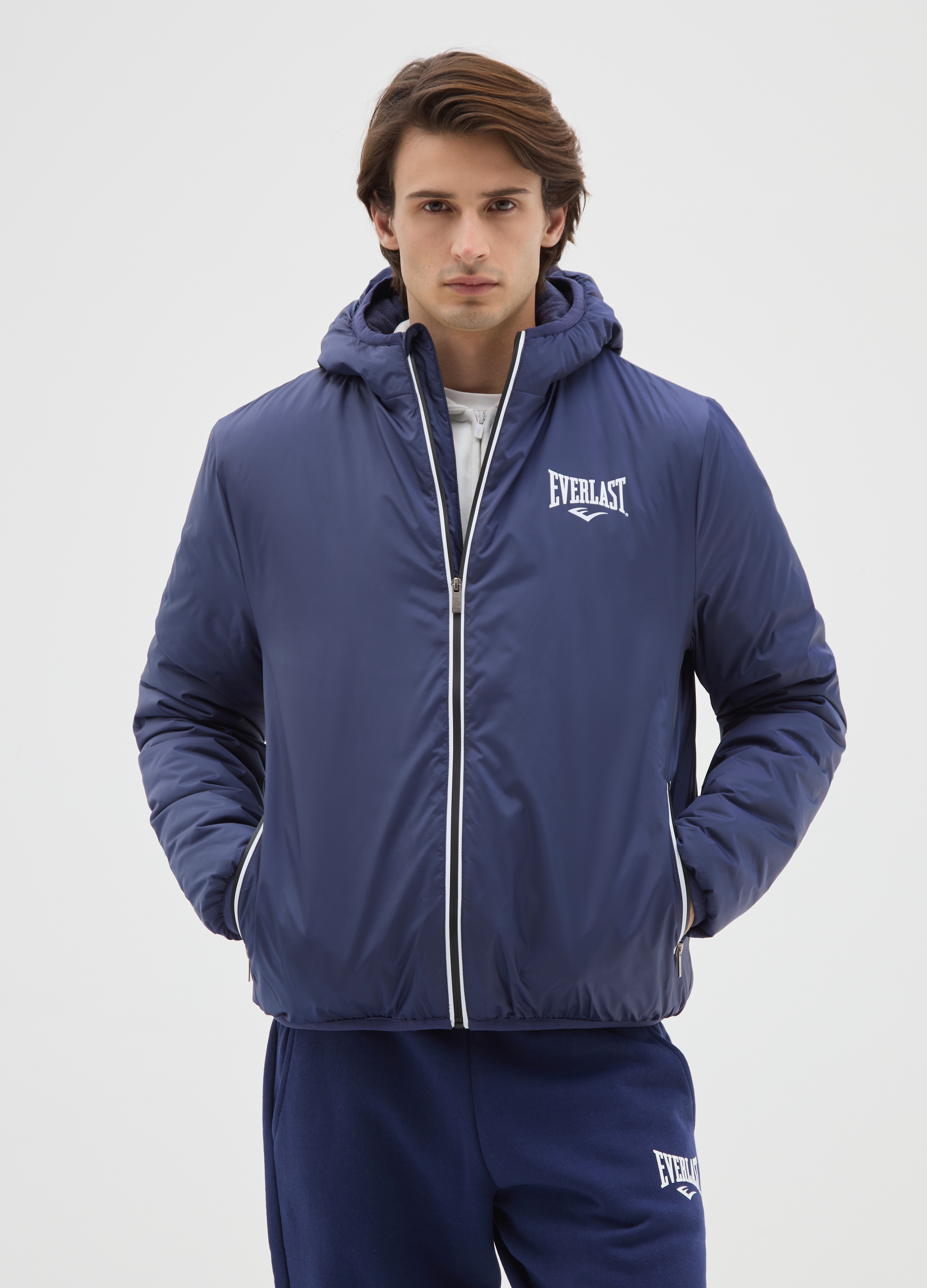 EVERLAST, Giacca Imbottita Blu Con Cappuccio, Uomo, Blu, Taglia: M