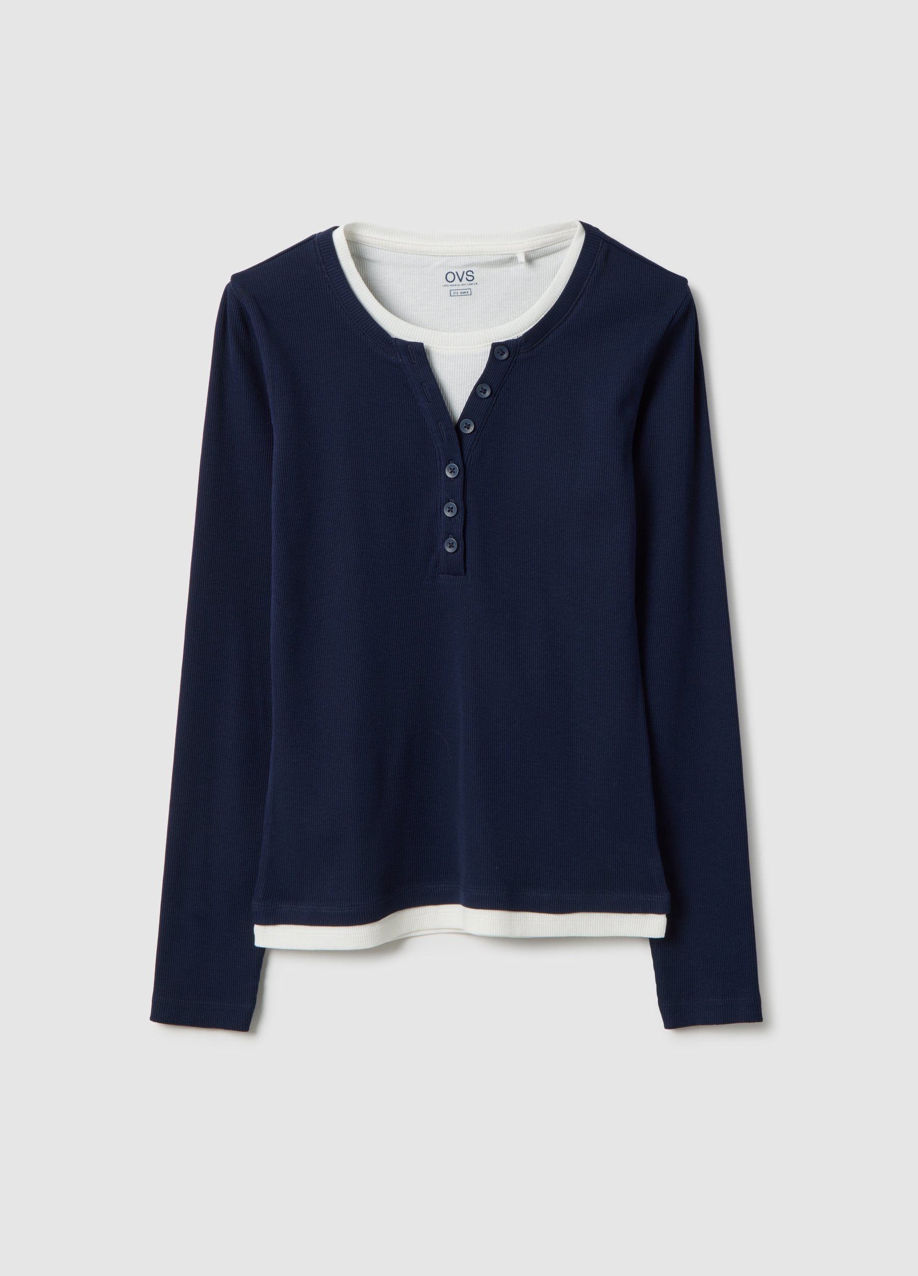 OVS, Maglia Multicolor A Maniche Lunghe In Puro Cotone Regular Fit, Donna, Multicolor, Taglia: S