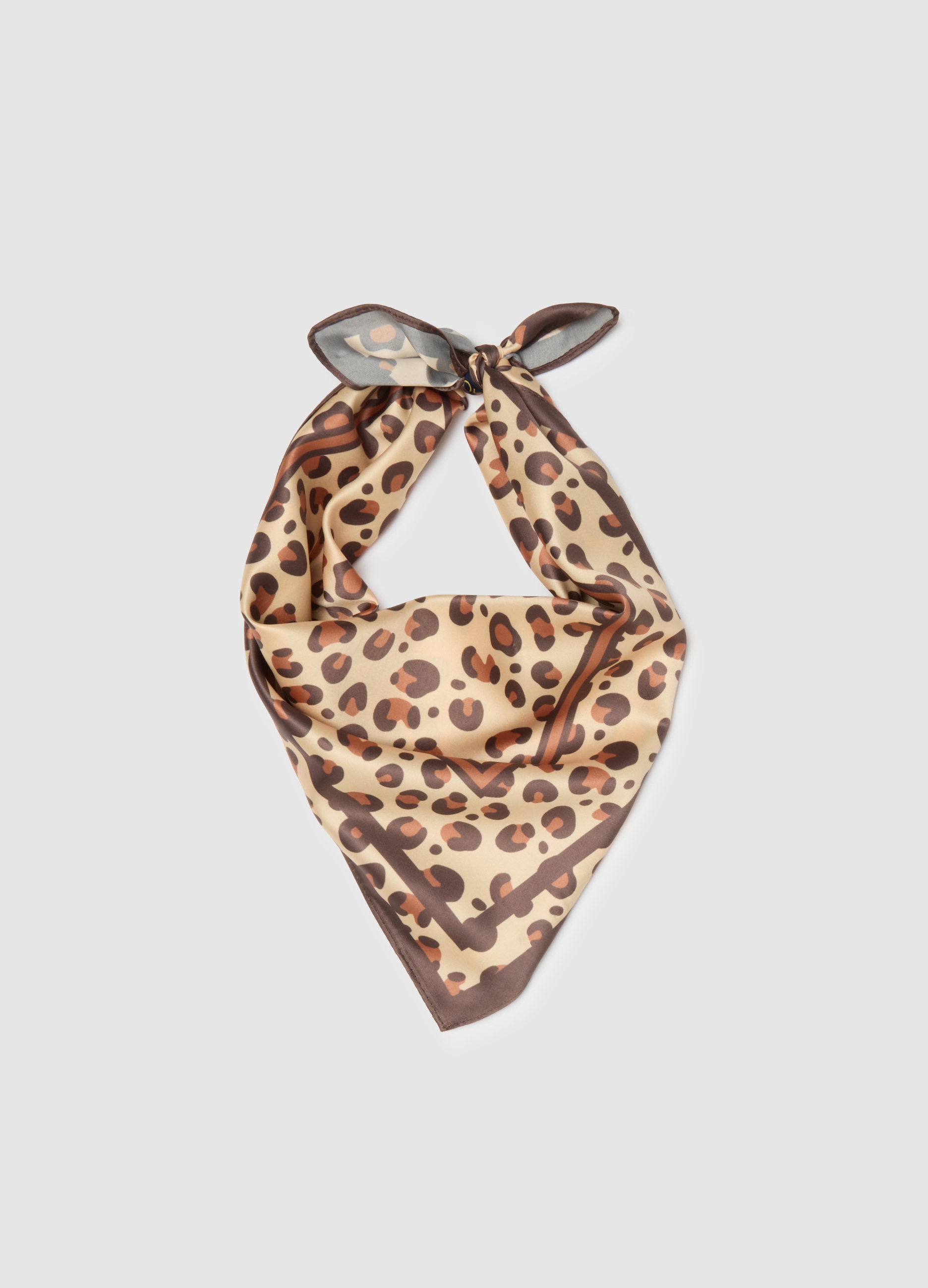 Pañuelo De Leopardo Multicolor Ajuste Regular, Mujer, Marrón beige, Talla: FASUL