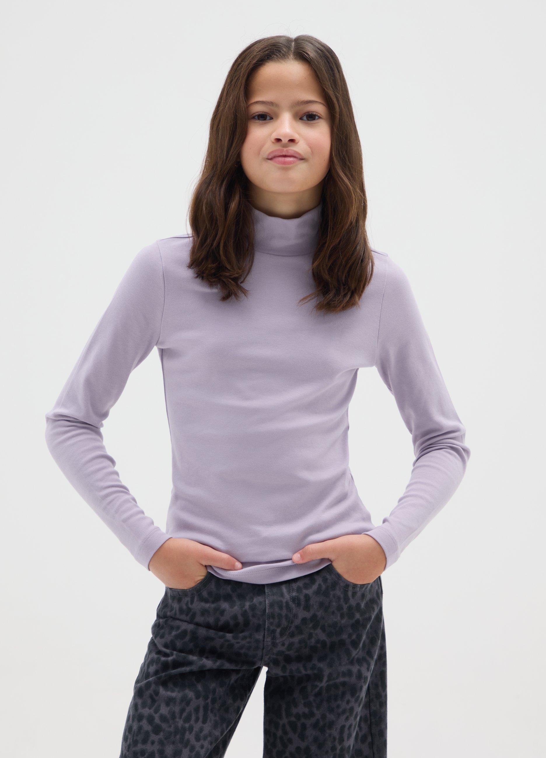 OVS KIDS, Camiseta Para Niña De Algodón Puro Violeta De Ajuste Ceñido, Niña, Lila claro, Talla: 11-12