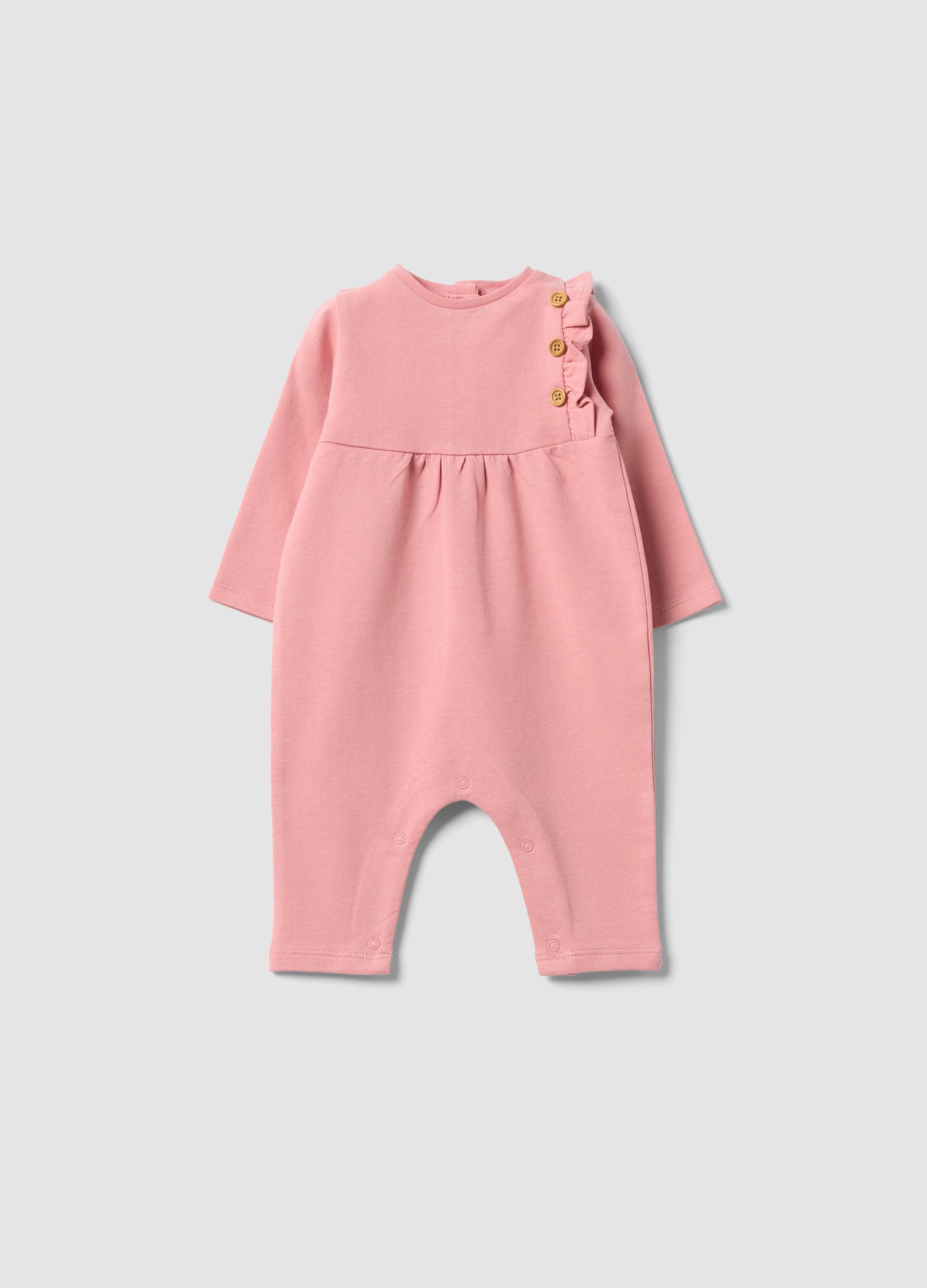 FAGOTTINO, Tutina Rosa In Puro Cotone Organico Con Volant Per Neonata, Rosa, Taglia: 3-6