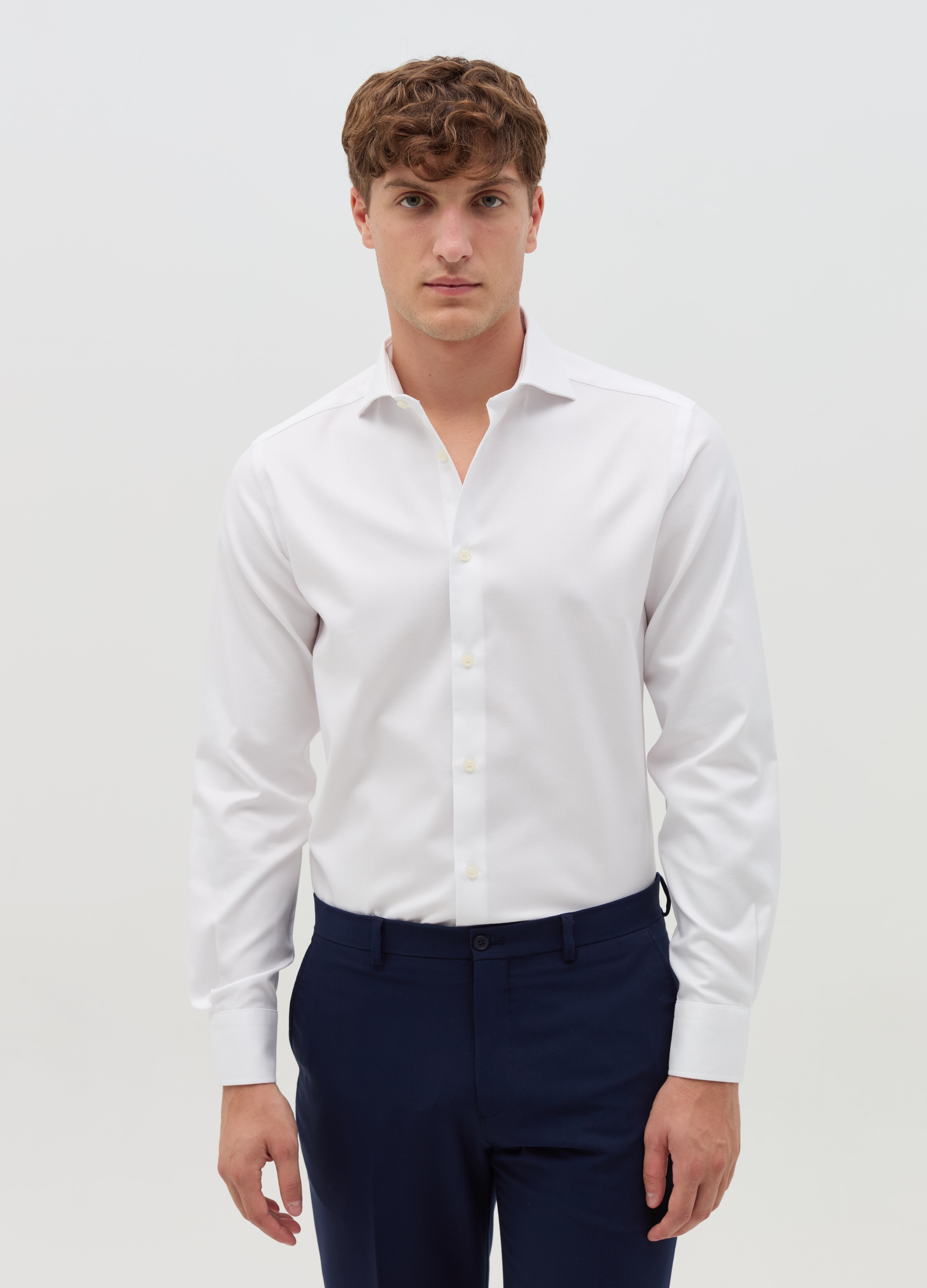 Camisa Slim Fit Con Cuello Clásico, Hombre, Blanco óptico, Talla: 39