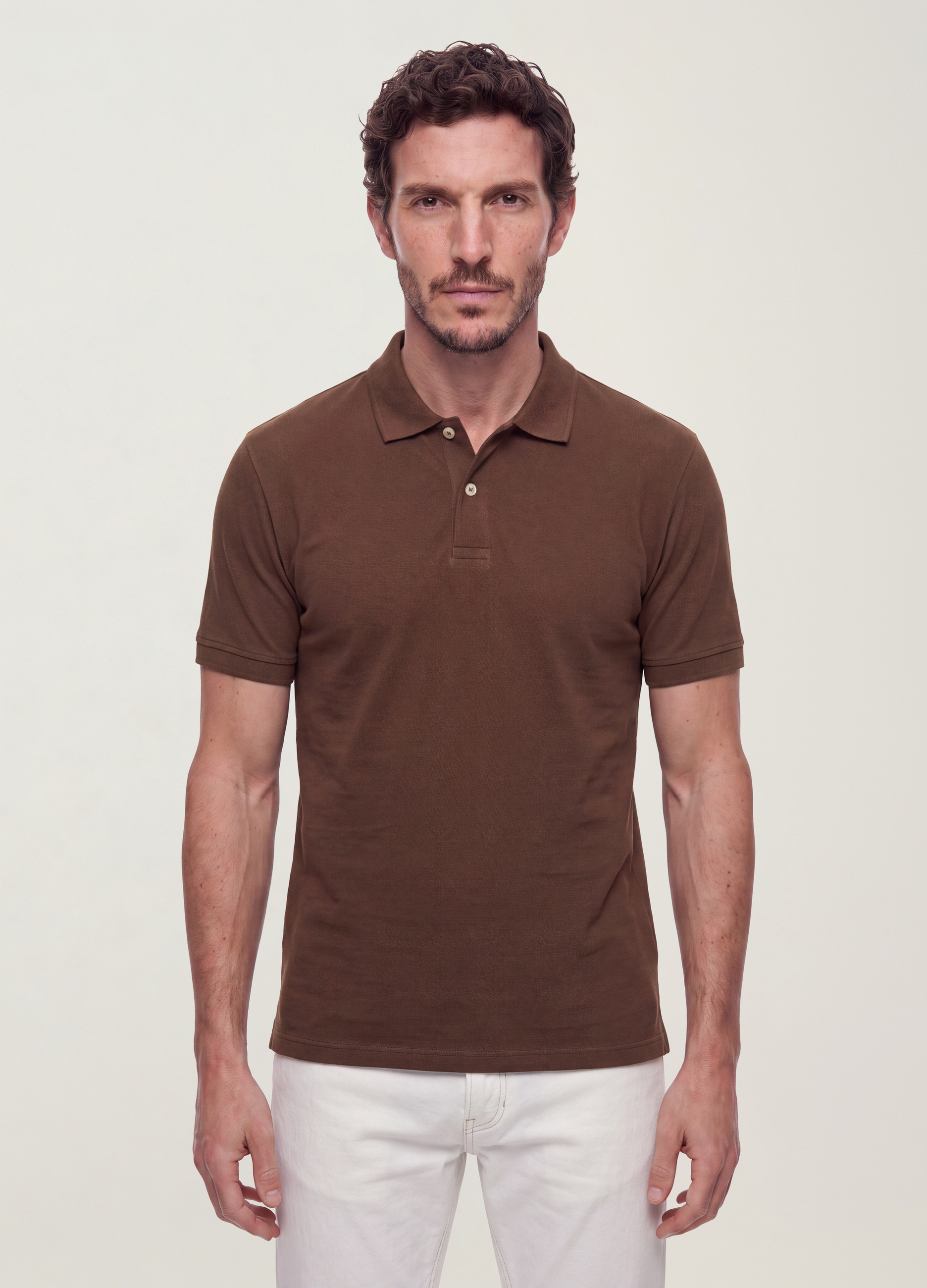 OVS, Polo Marrone In Puro Cotone Piquet Con Colletto Classico Regular Fit, Uomo, Marrone, Taglia: L