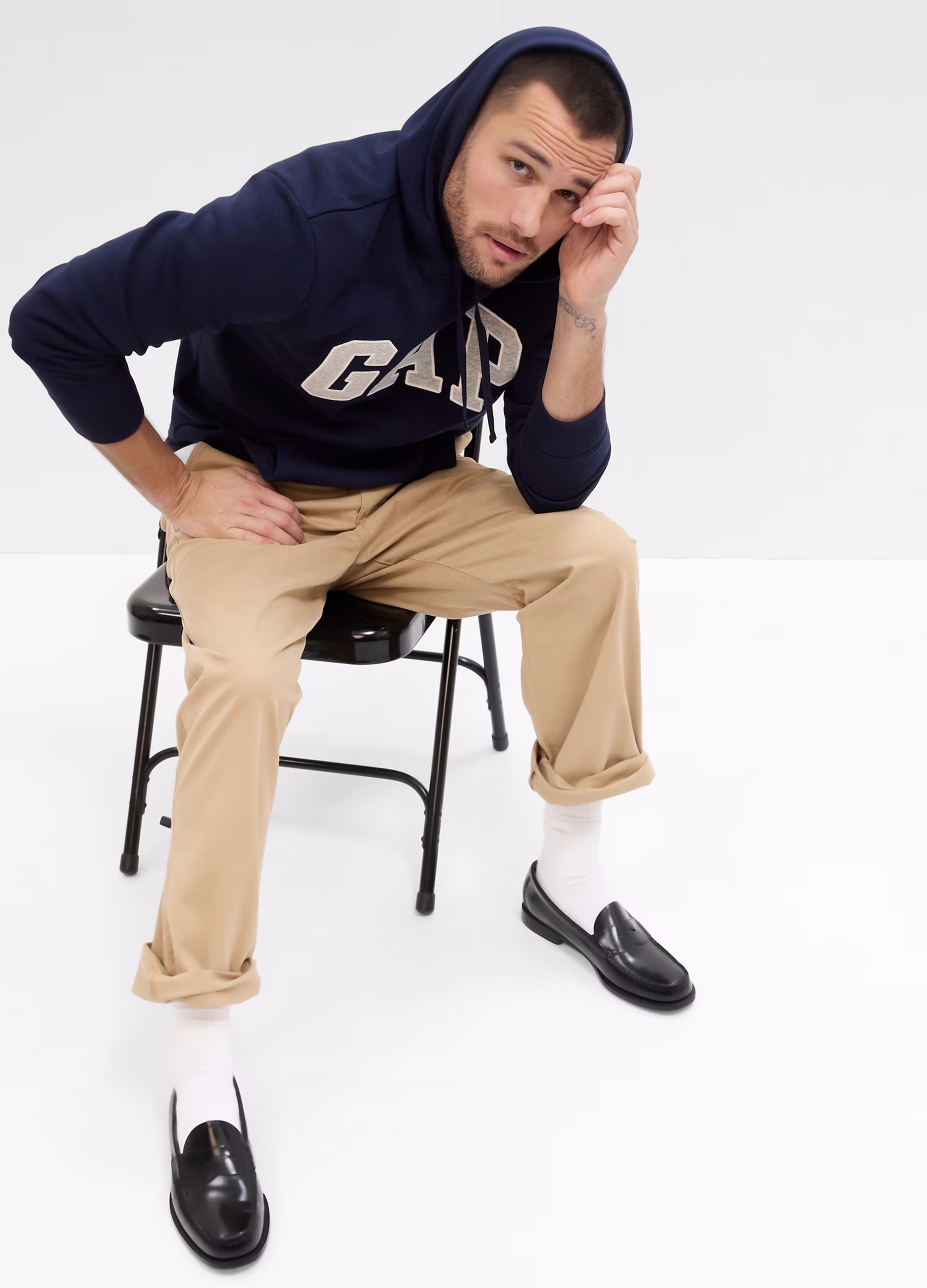 GAP, Felpa Con Cappuccio E Ricamo Logo, Uomo, Blu, Taglia: XS