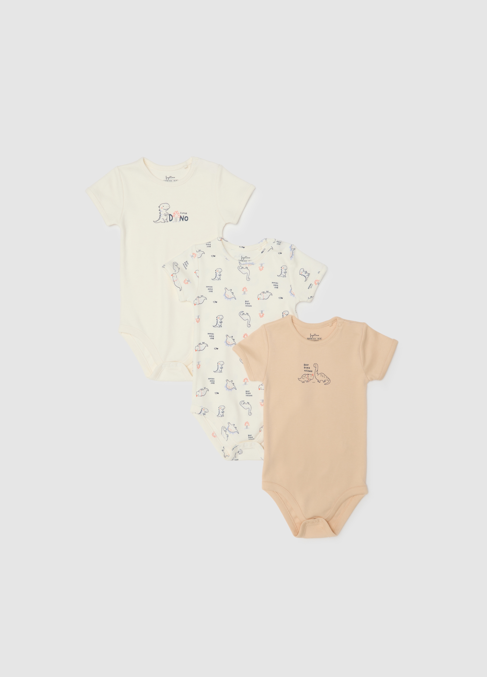 FAGOTTINO, Tripack Body Da Neonato In Puro Cotone Multicolor, Bambino, Multicolor, Taglia: 18-24