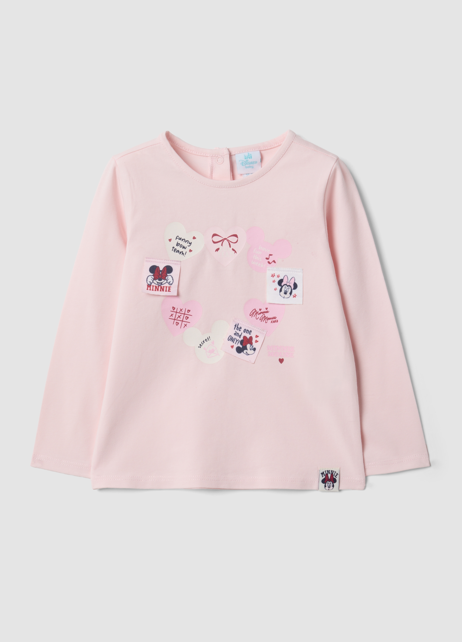 FAGOTTINO, Maglietta Rosa In Cotone Organico Elasticizzato Con Stampe Minnie Per Bimba, Bambina, Rosa, Taglia: 30-36