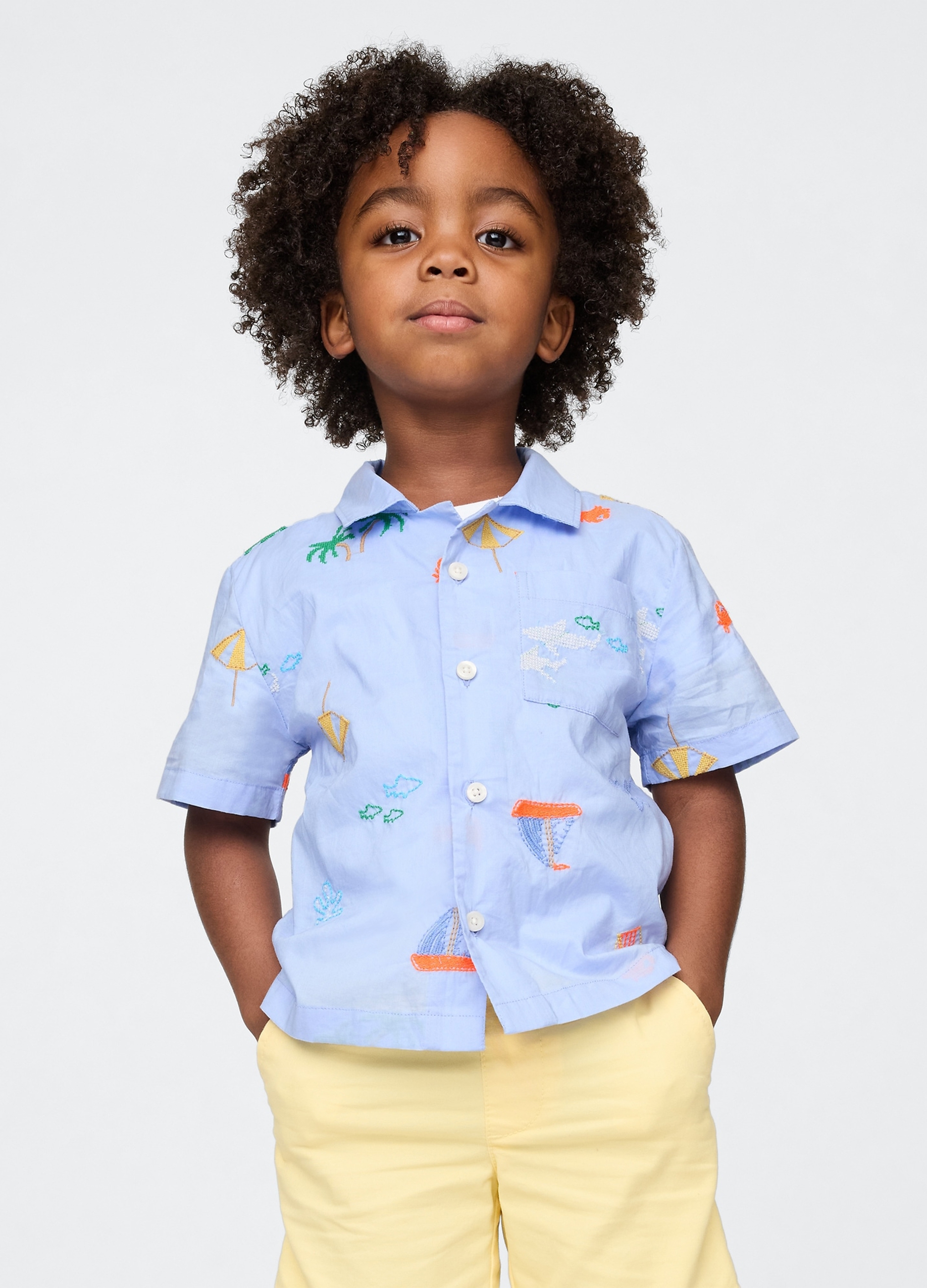 GAP KIDS, Camicia A Maniche Corte, Unisex, Blu, Taglia: 12-18M/74-79