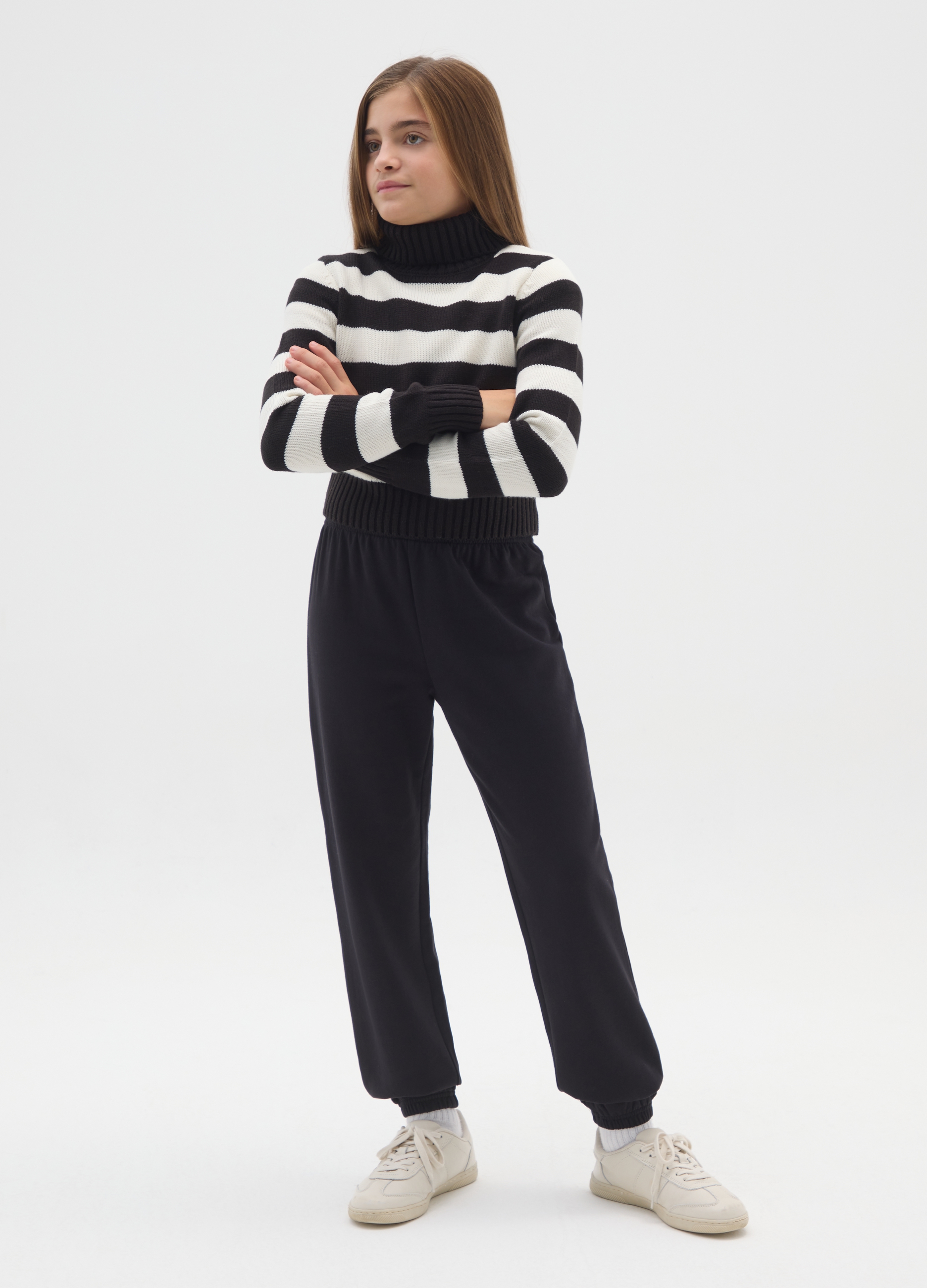 OVS KIDS, Jogger Da Ragazza In Puro Cotone Nero Regular Fit, Bambina, Nero, Taglia: 11-12