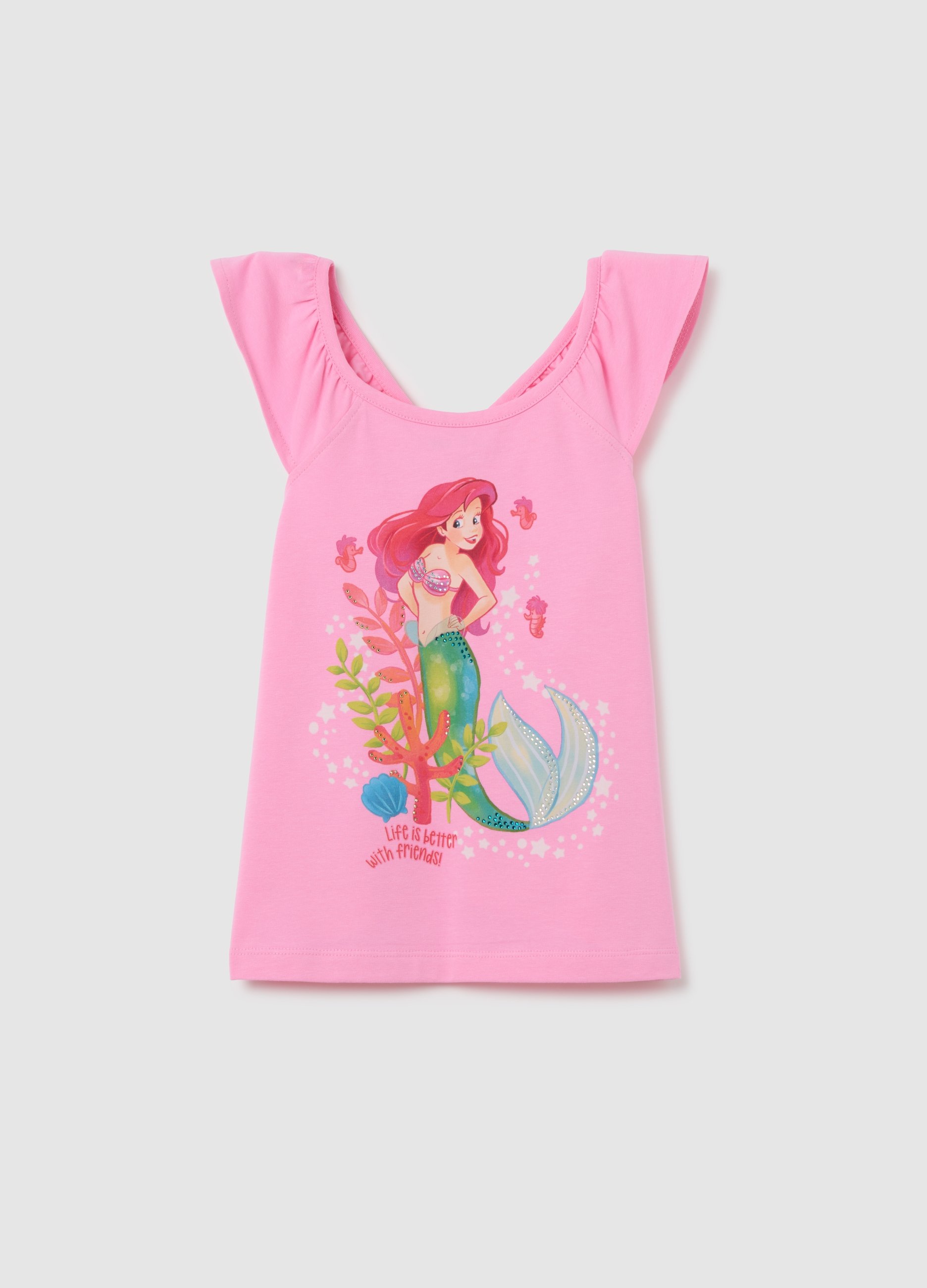 DISNEY, Top Da Bambina In Cotone Elasticizzato Rosa Regular Fit, Rosa, Taglia: 4-5