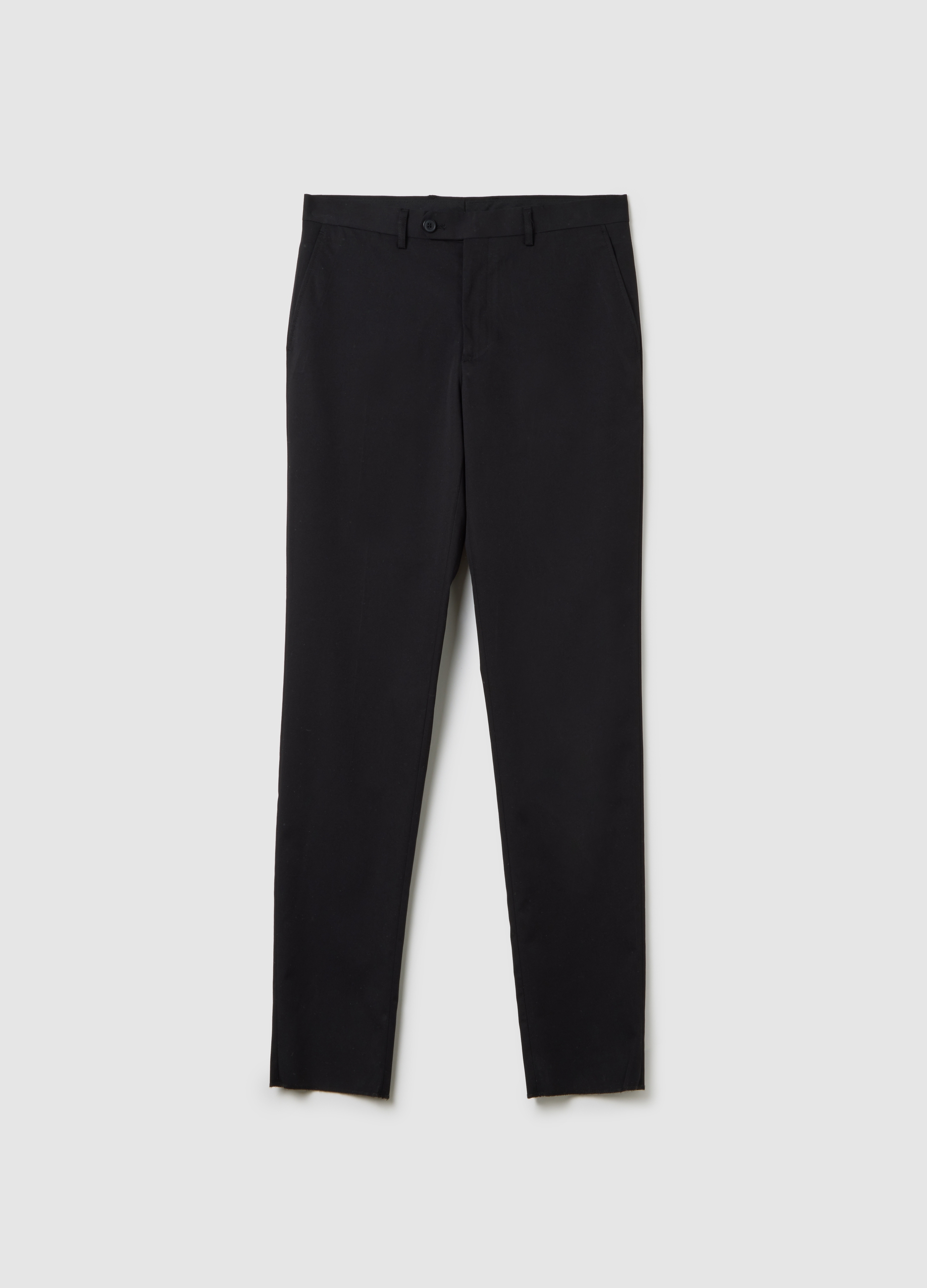 OVS, Pantalones Negros De Tela Elástica Corte Regular, Hombre, Gunmetal, Talla: 50