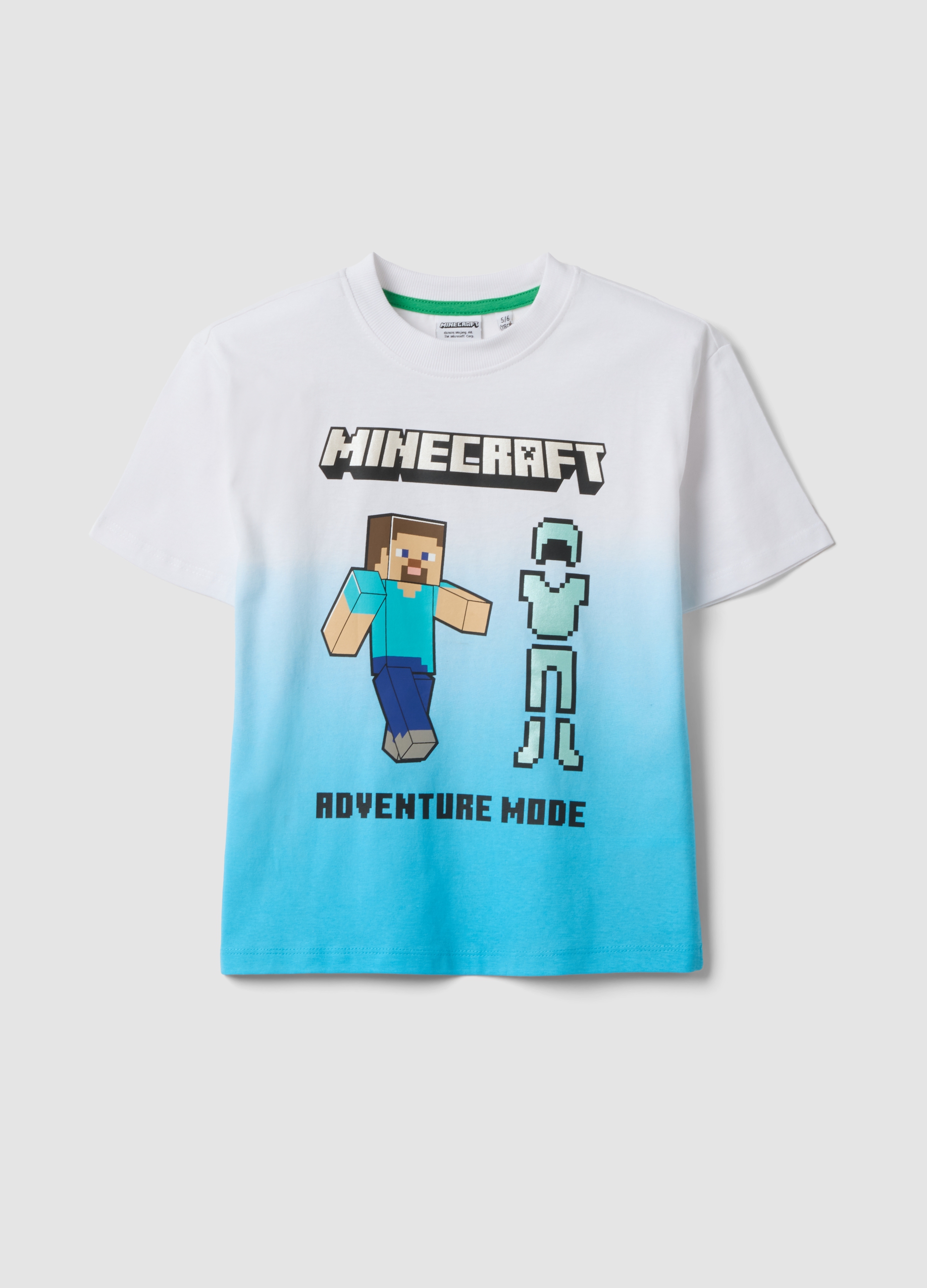 OVS KIDS, Camiseta Minecraft Multicolor De Algodón Puro Para Niño, Corte Oversize, Niño, Blanco/azul claro, Talla: 9-10