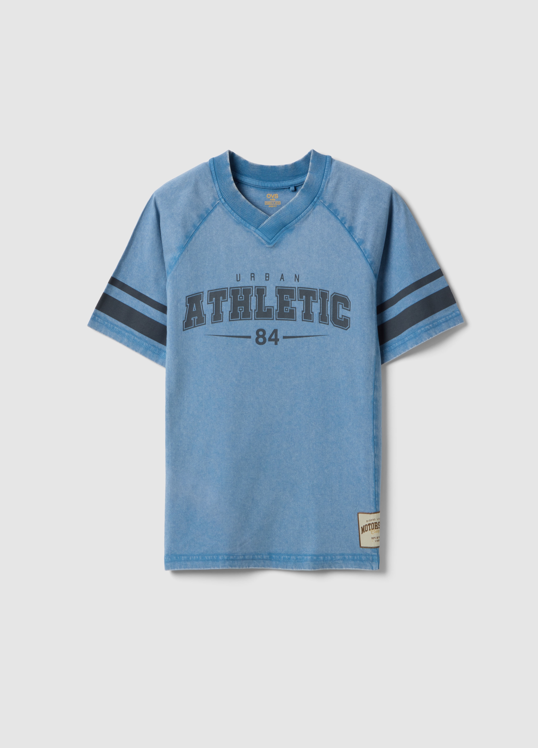 OVS KIDS, T-shirt In Puro Cotone Azzurro Da Ragazzo Regular Fit Con Scritta, Niño, Azul claro, Talla: 14-15