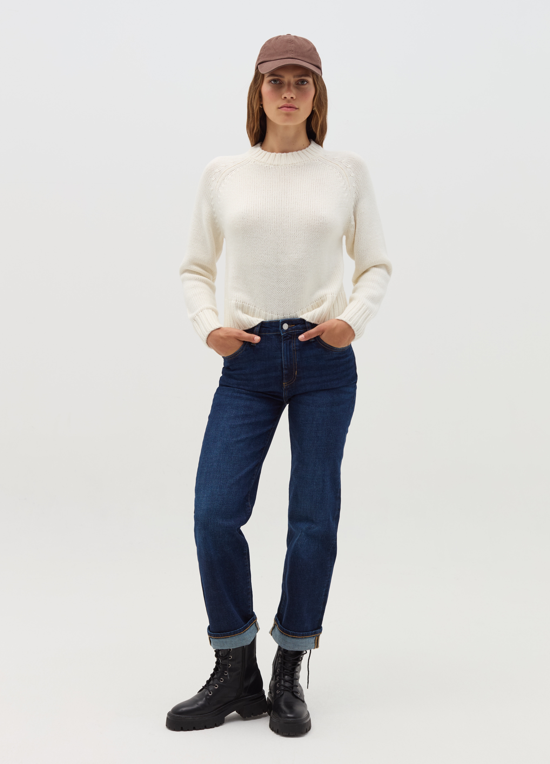 OVS, Pullover Con Maniche Raglan, Donna, Bianco, Taglia: XS