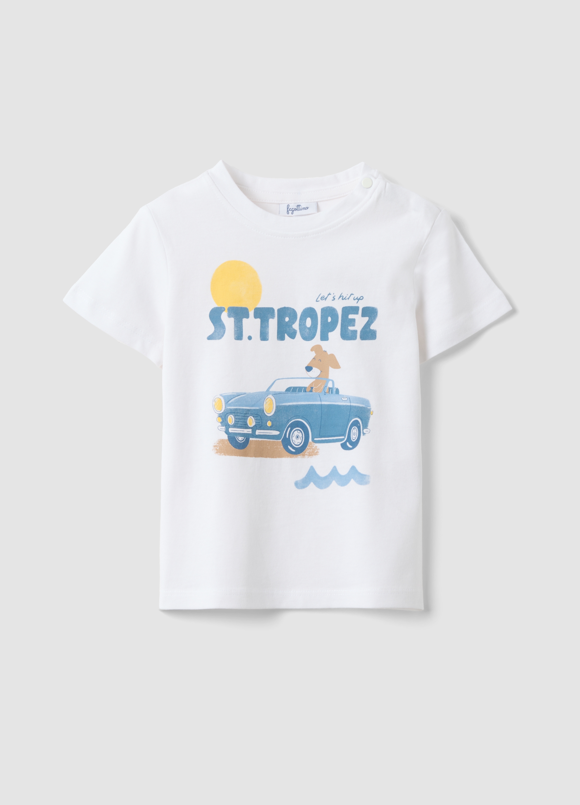 FAGOTTINO, Camiseta Blanca De Algodón Puro Para Niño, Corte Regular, Con Estampado, Niño, Blanco roto, Talla: 30-36