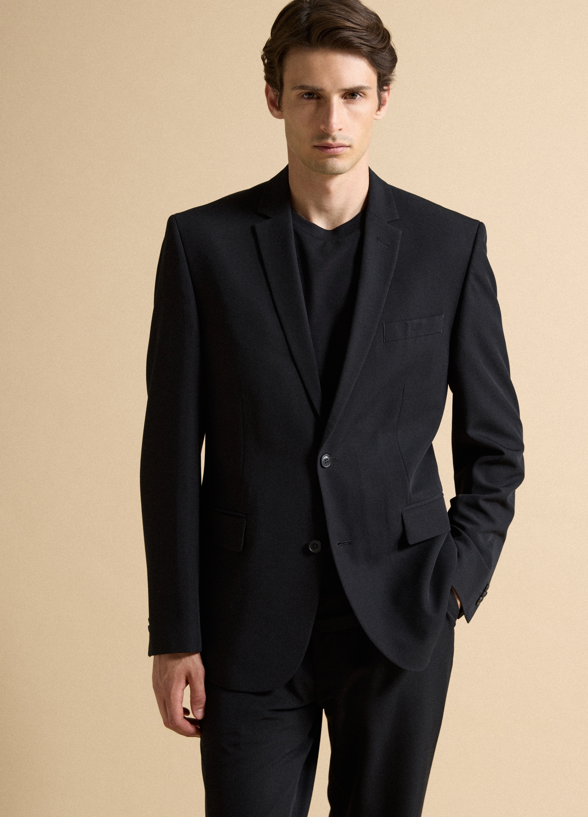 PIOMBO, Blazer Nero Slim Fit Foderato Con Rever Classici, Uomo, Nero, Taglia: 46