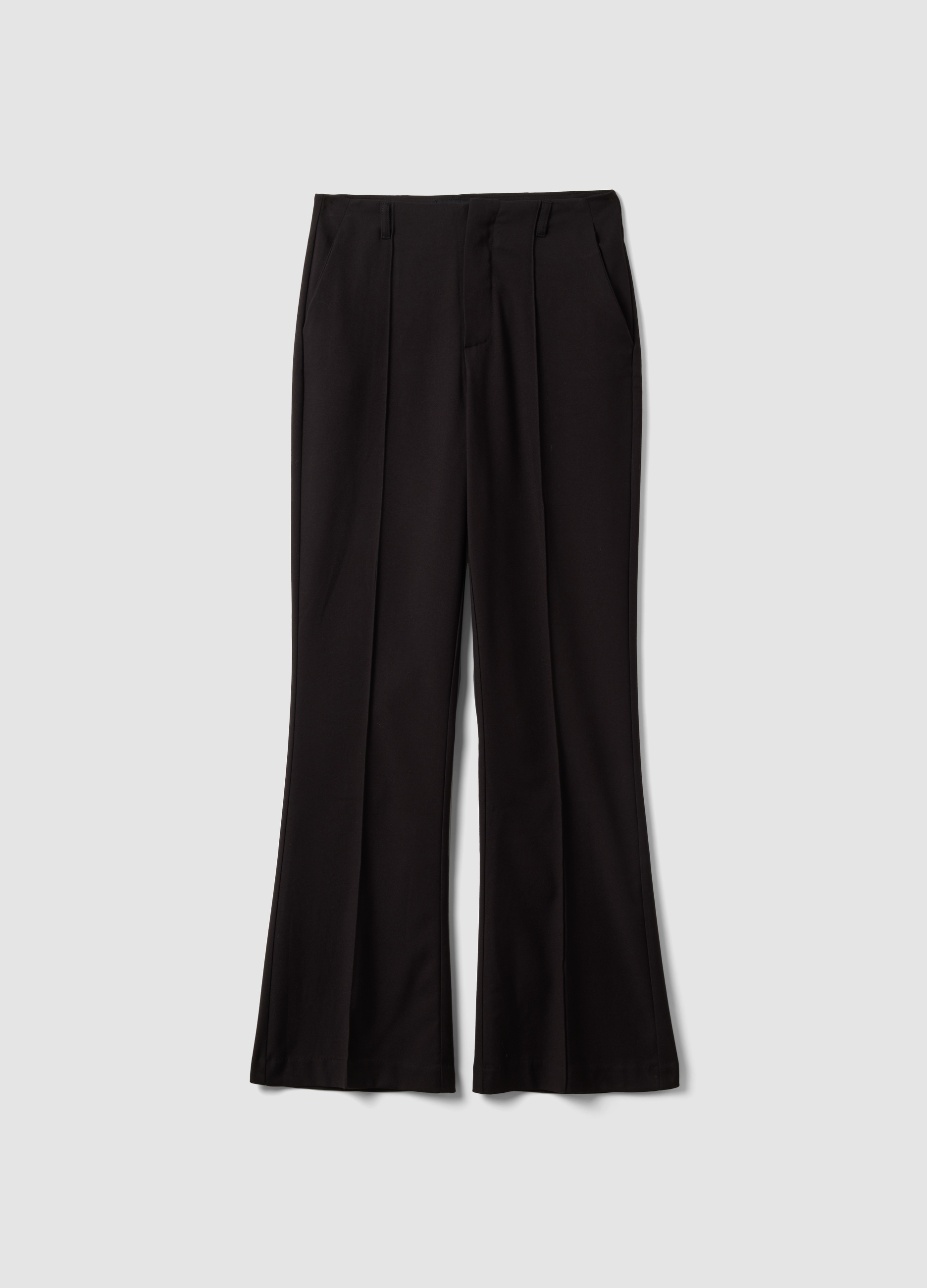 LES COPAINS, Pantaloni Formali Neri Flare In Viscosa Elasticizzata, Donna, Nero, Taglia: 44
