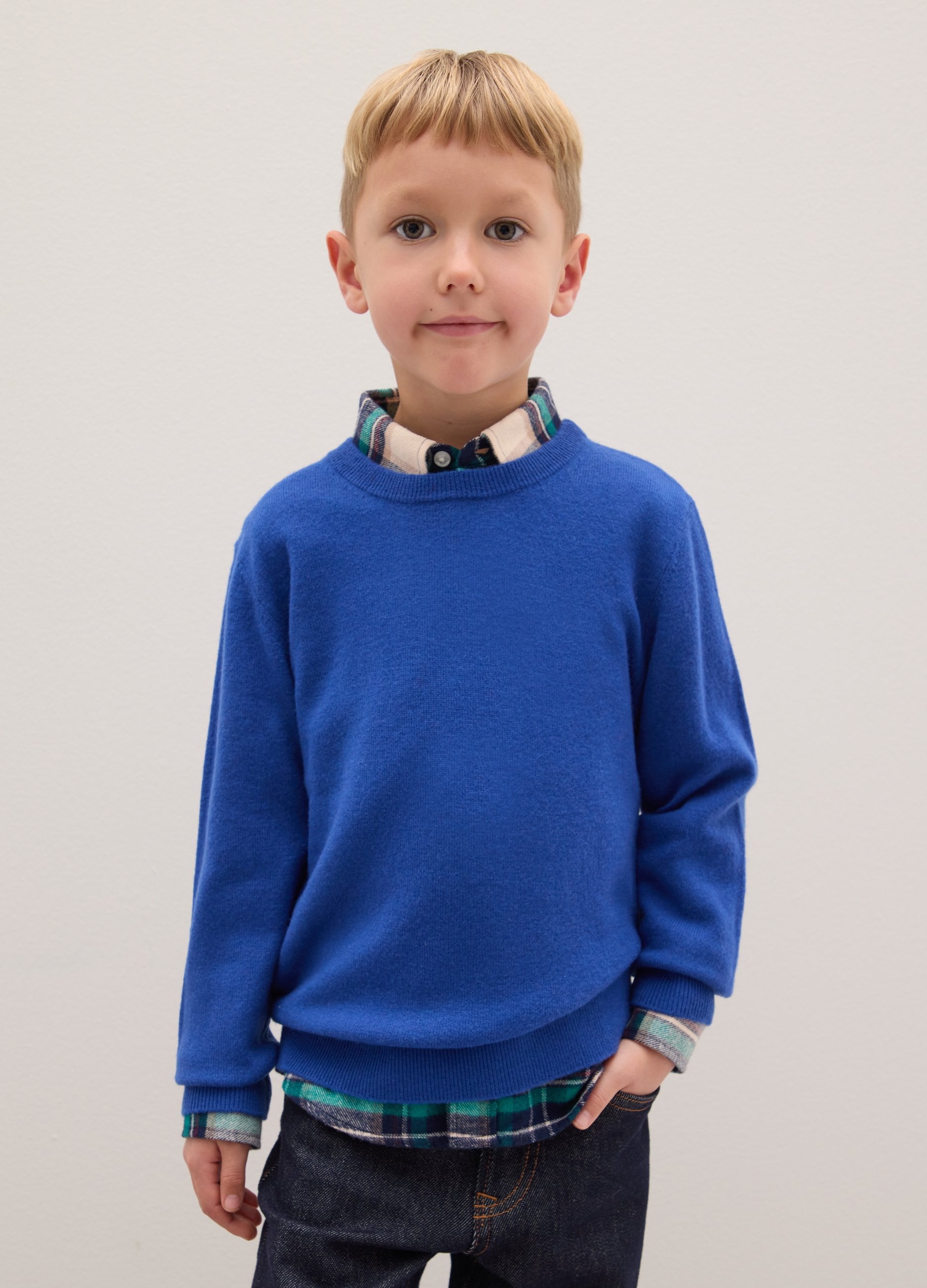 PIOMBO KIDS, Maglione Da Bambino In Pura Lana Blu Regular Fit, Blu, Taglia: 4