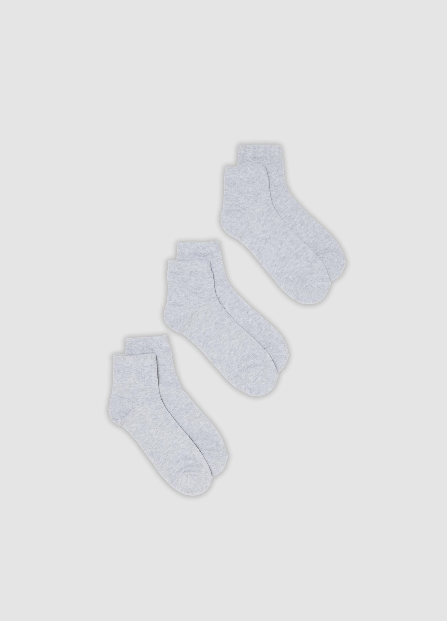 OVS, Tripack Di Calze Sportive Alla Caviglia Grigie In Cotone Organico, Uomo, Grigio, Taglia: 43-46