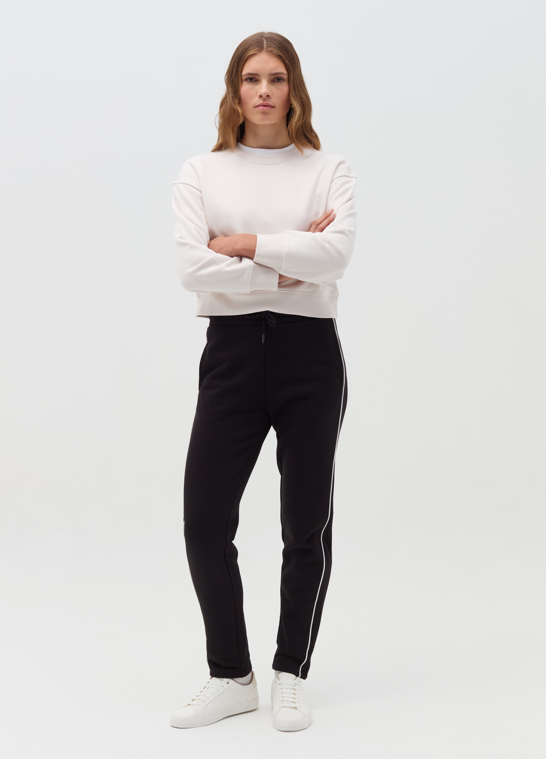 OVS, Joggers Essential Con Profili Rigati, Donna, Nero, Taglia: M