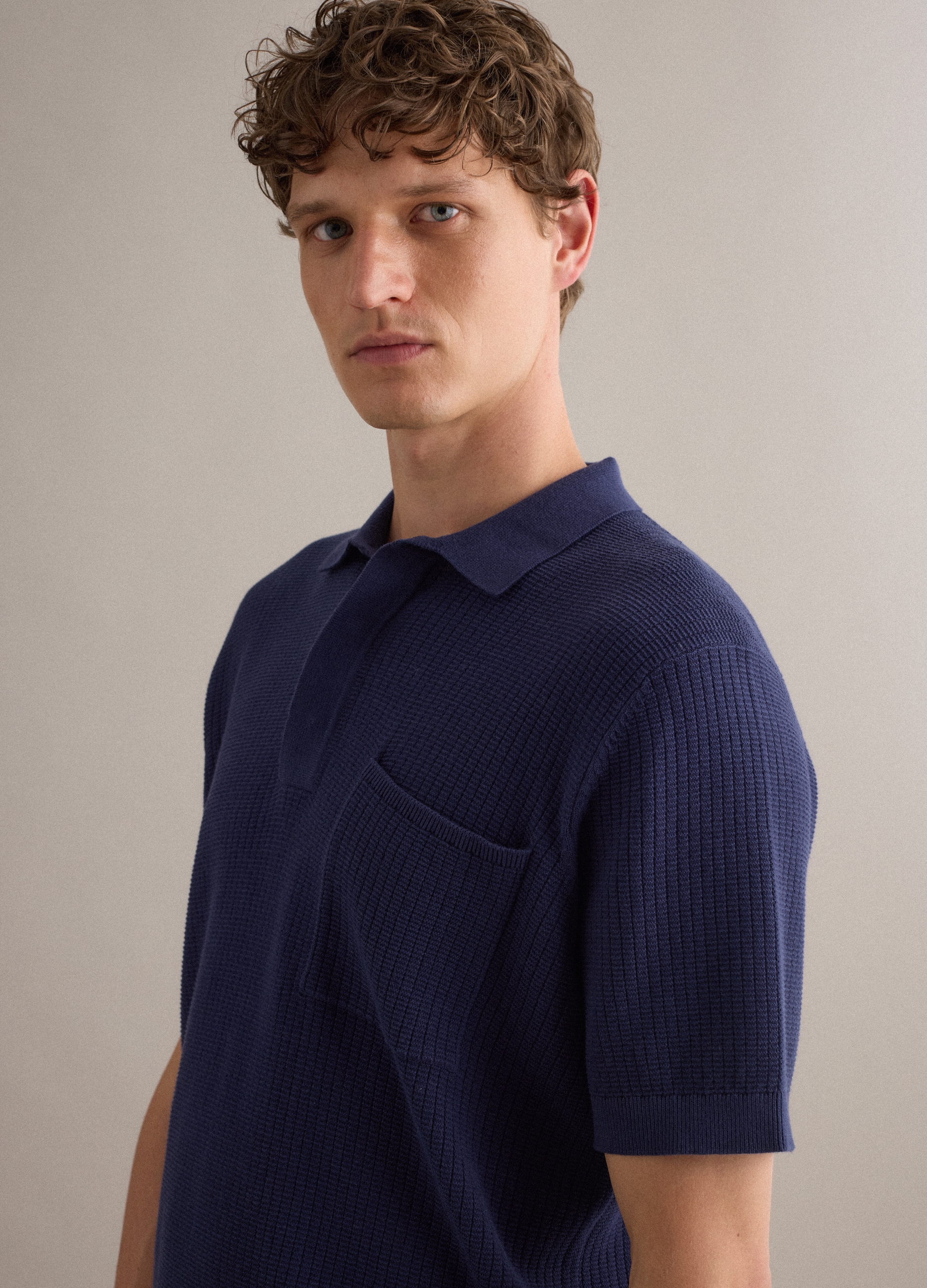 PIOMBO, Polo Blu In Puro Cotone Con Taschino Regular Fit, Uomo, Blu, Taglia: S