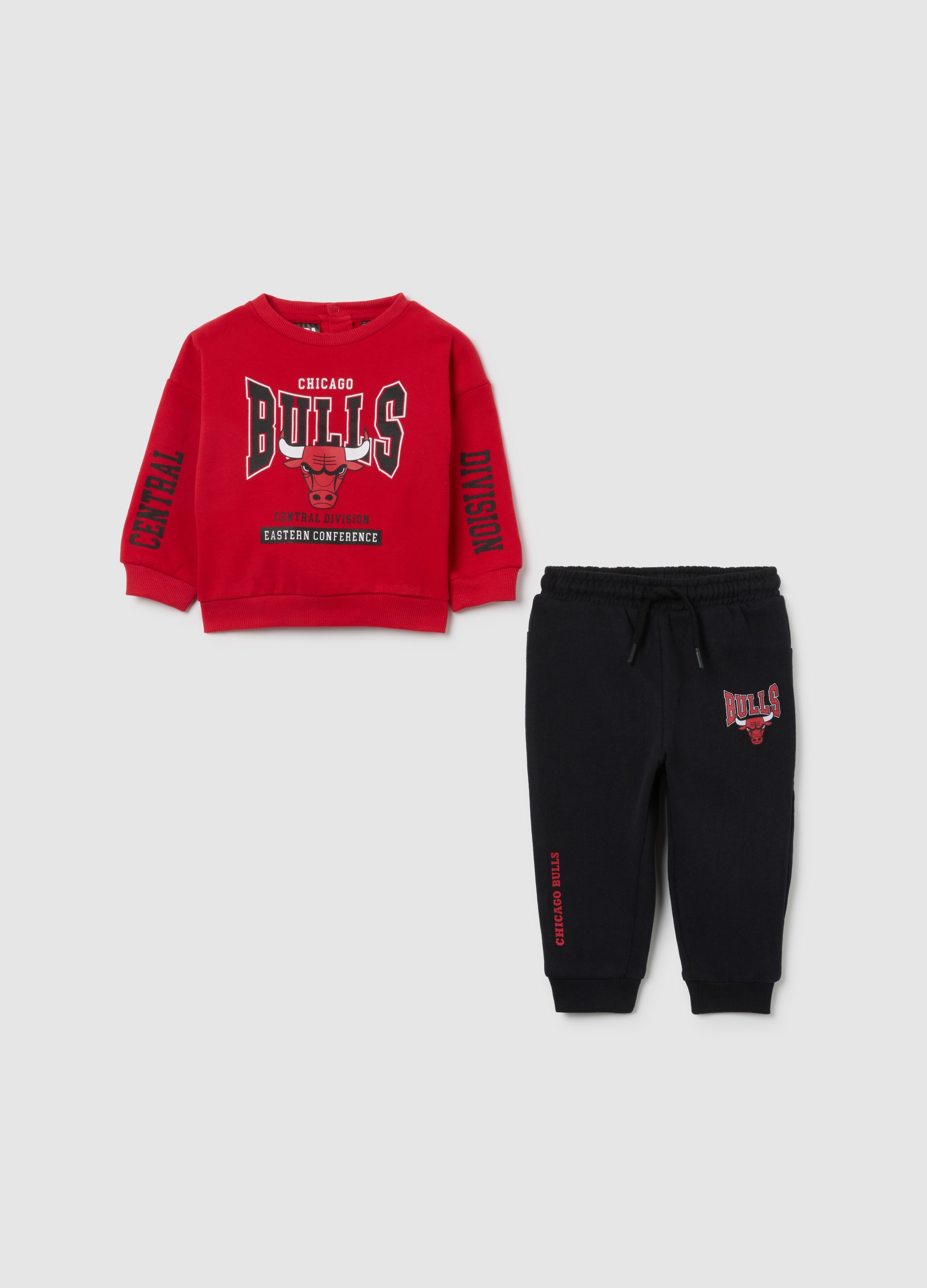 FAGOTTINO, Conjunto Multicolor De Sudadera Y Pantalón Para Niños - Chicago Bulls En Mezcla De Algodón, Niño, Negro/Rojo, Talla: 12-18