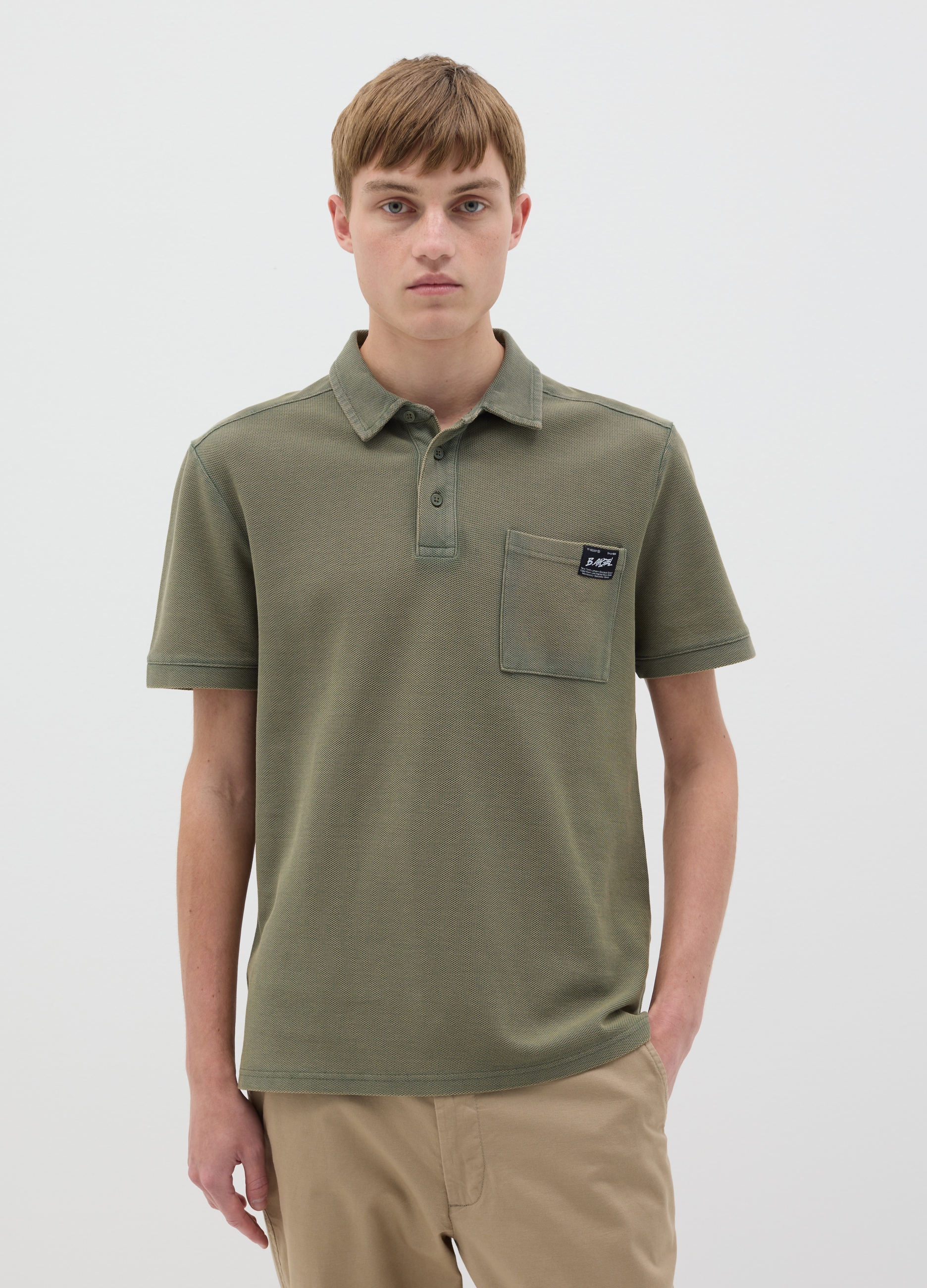 B.ANGEL, Polo Verde De Manga Corta De Algodón Piqué, Hombre, Verde militar, Talla: XS