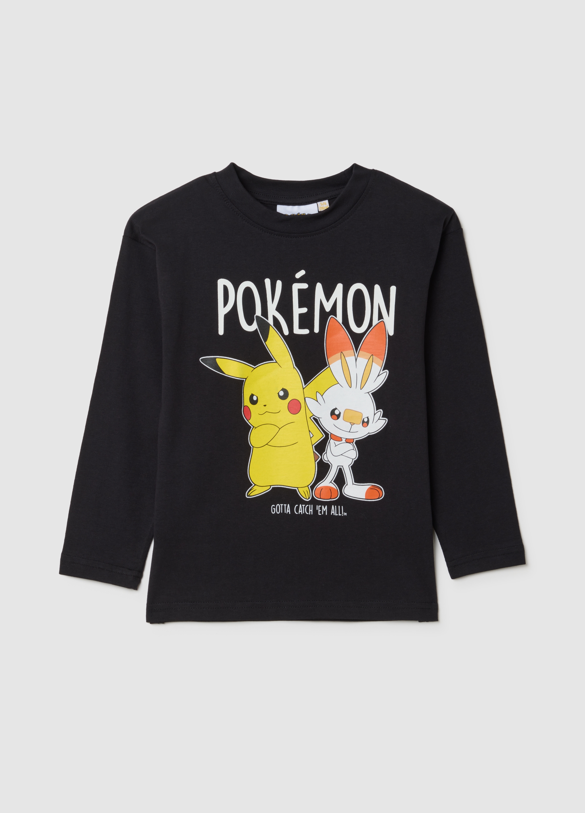 Camiseta Infantil En Puro Algodón Negro, Corte Regular Con Estampado De Pokémon, Niño, Gunmetal, Talla: 9-10