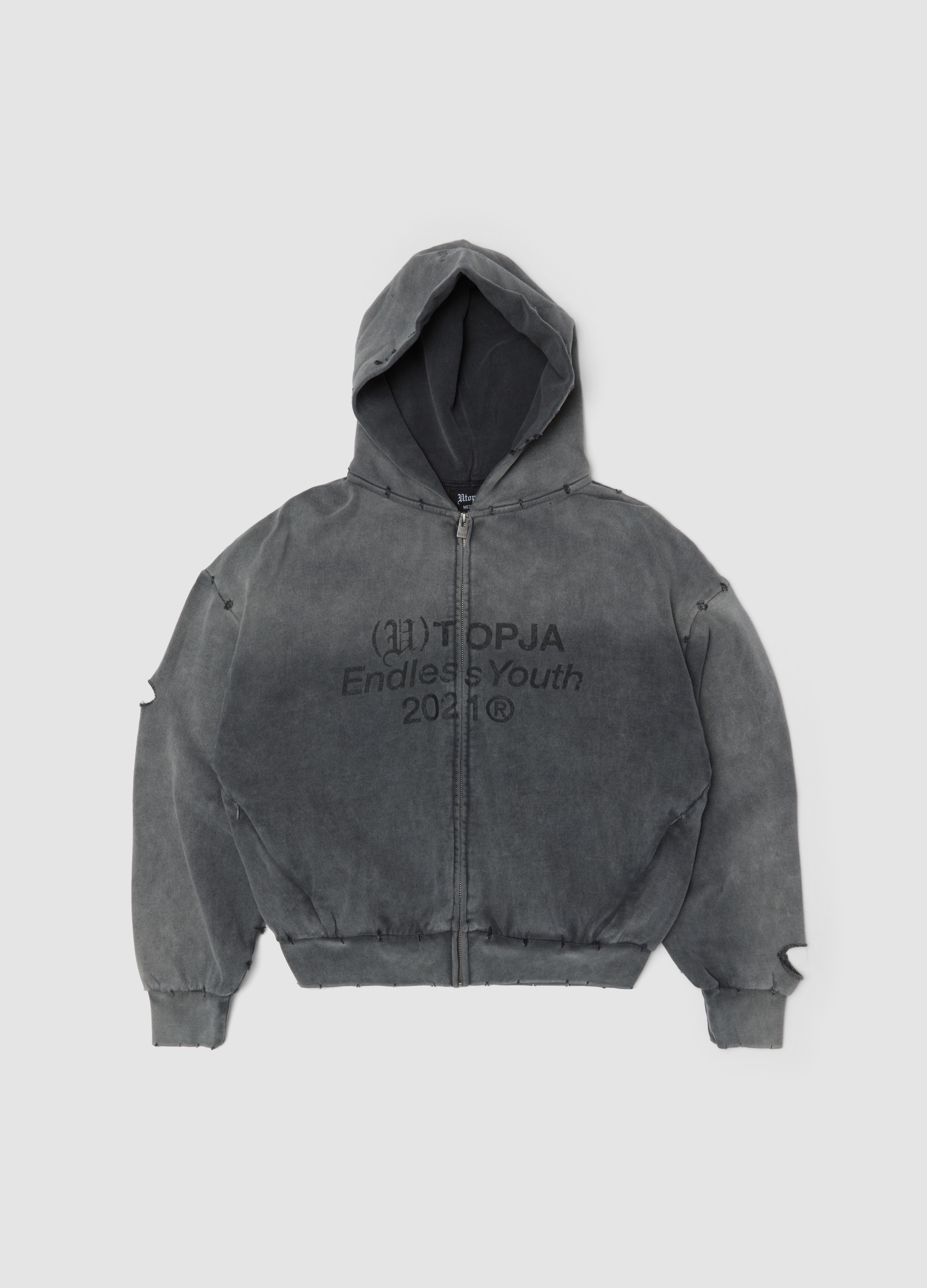 UTOPJA, Full-zip Hoodie Sunfaded Grey, Uomo, Grigio, Taglia: L