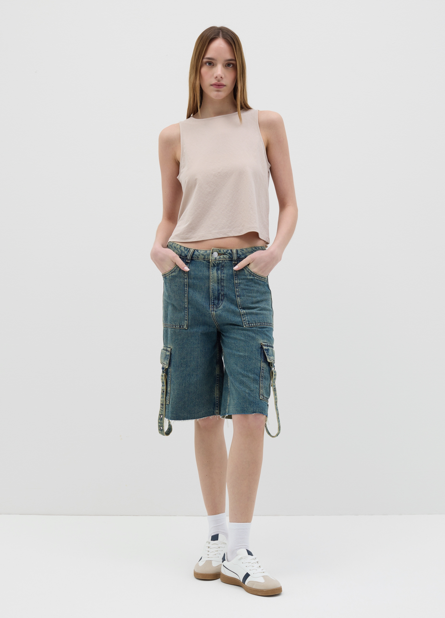 OVS, Canotta Cropped Da Donna In Misto Viscosa Beige Regular Fit, Beige, Taglia: XS