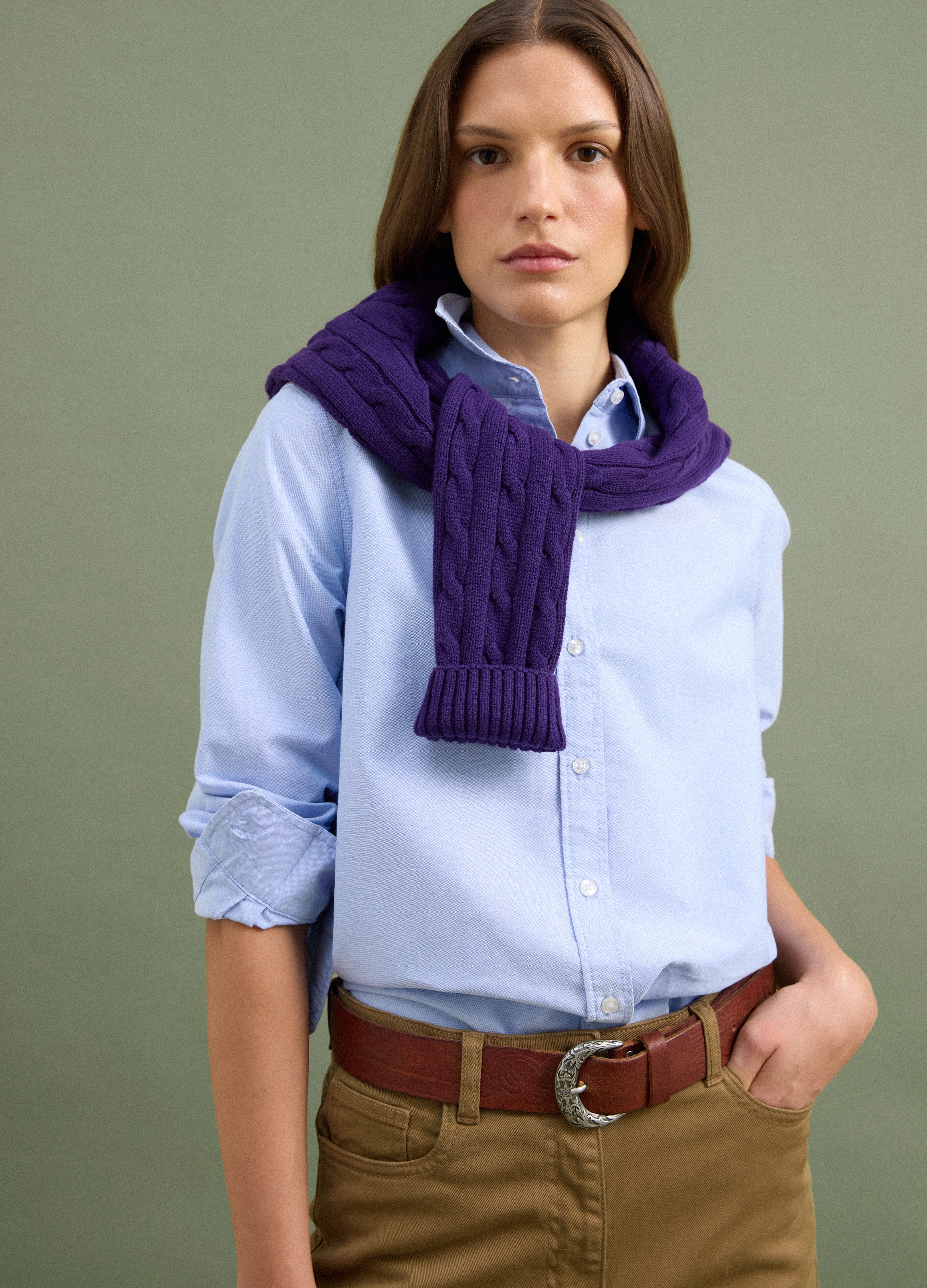 PIOMBO, Camicia Oxford Azzurra In Puro Cotone Comfort Fit, Donna, Azzurro, Taglia: XL
