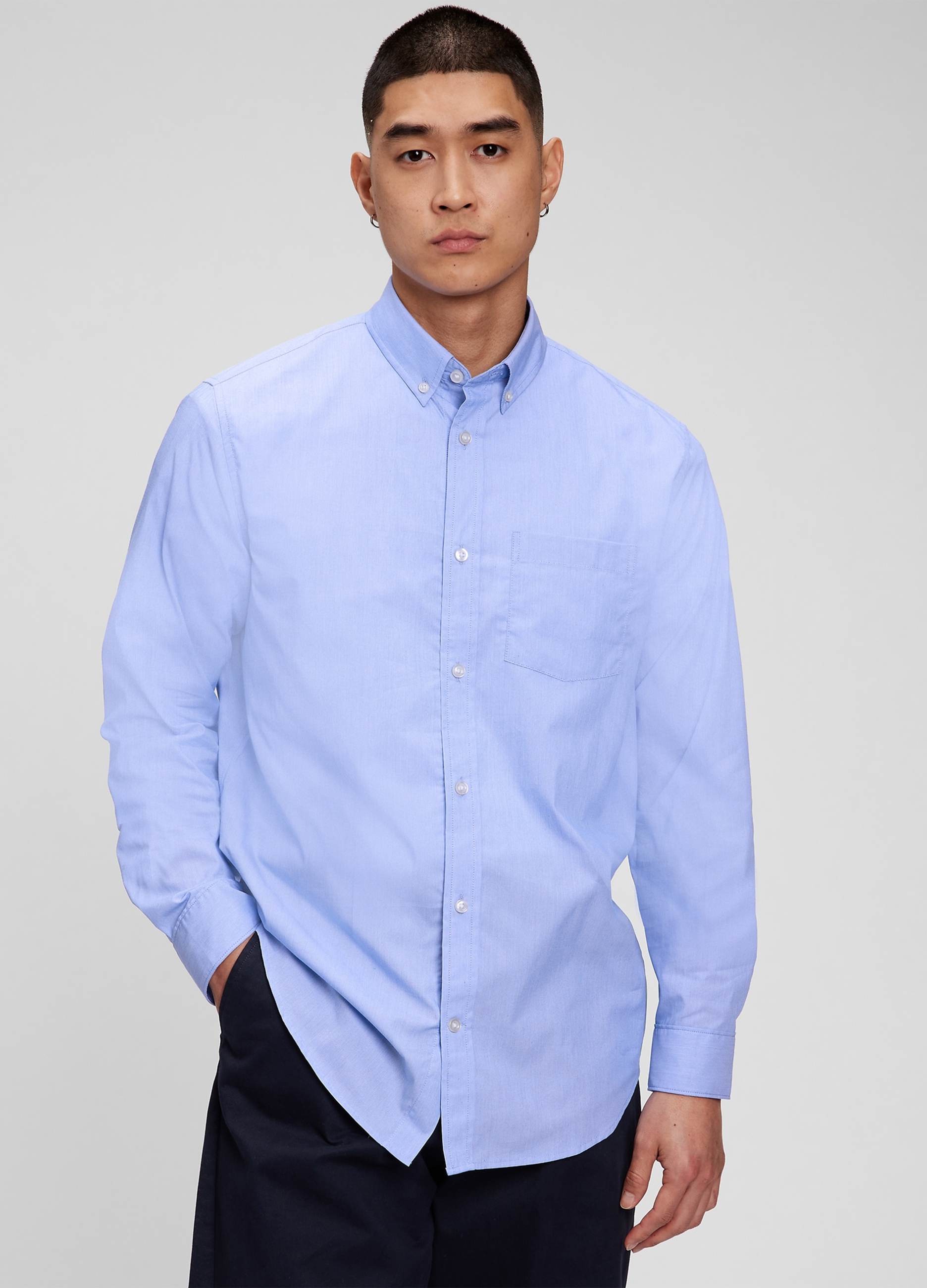 GAP, Camicia Regular Fit In Tessuto Coolmax®, Uomo, Azzurro, Taglia: S