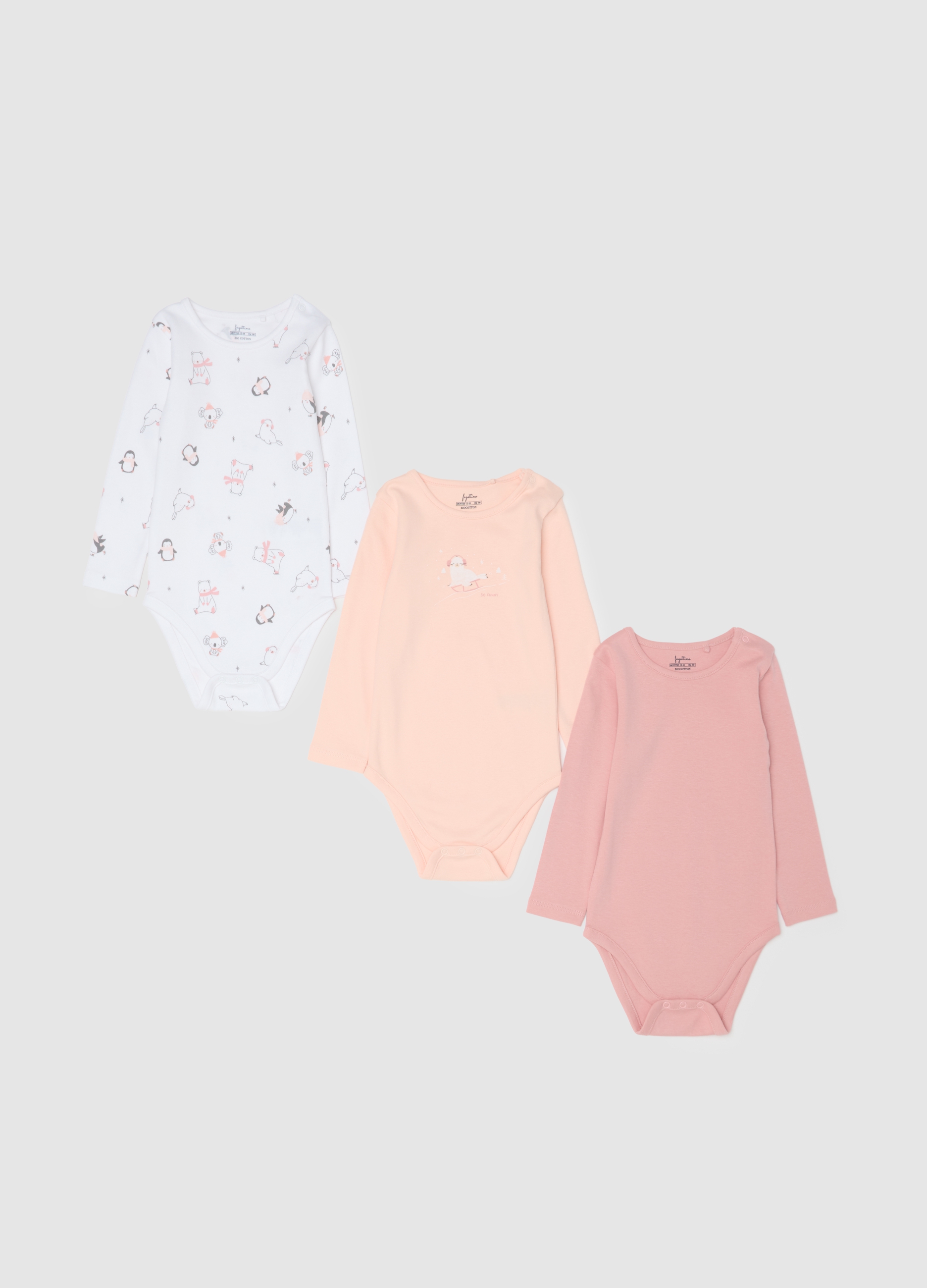 FAGOTTINO, Pack De Bodies Multicolores De Manga Larga En Algodón Para Recién Nacida, Niña, Pink/White, Talla: 18-24