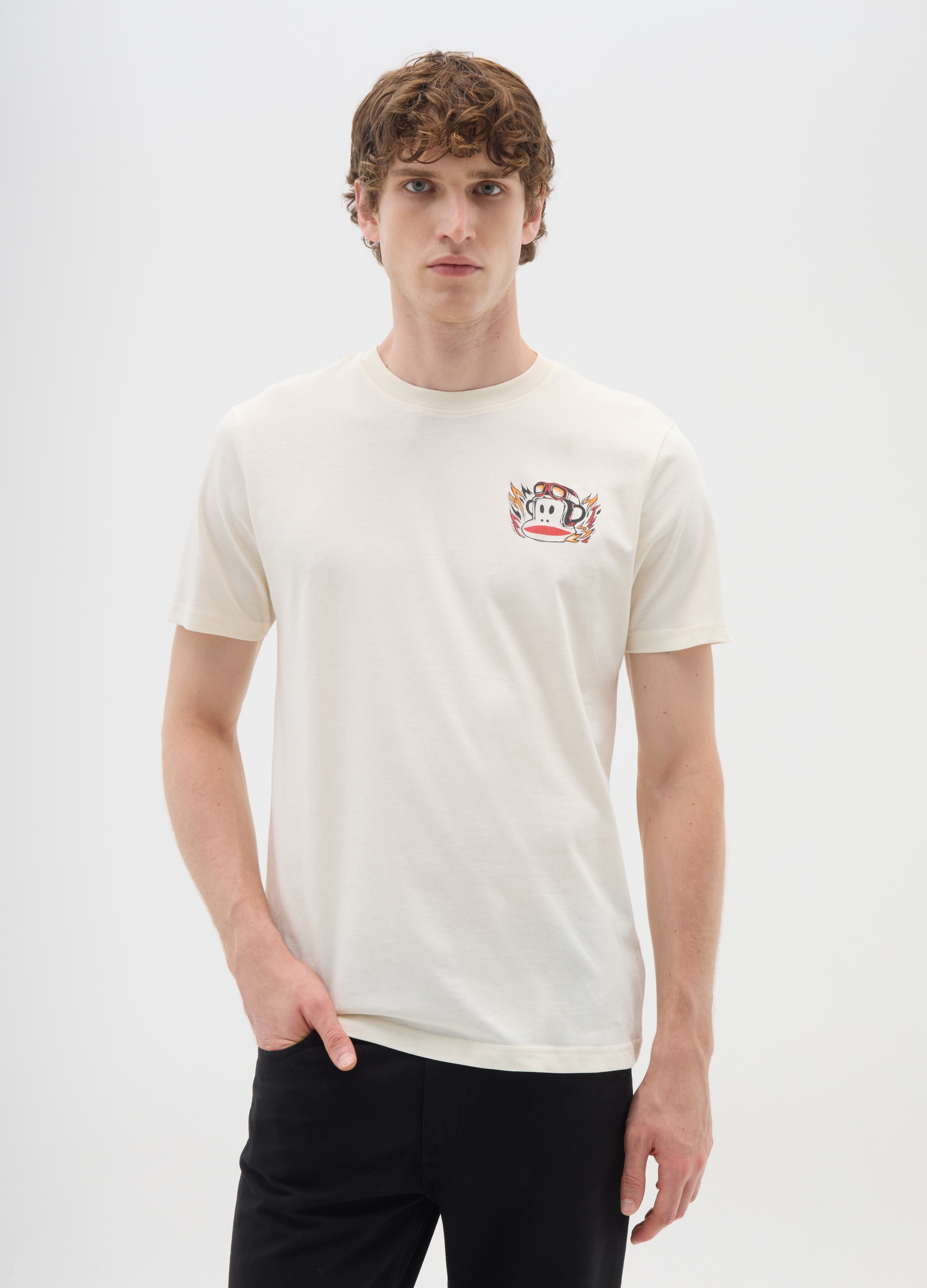 OVS, T-shirt Beige A Maniche Corte In Puro Cotone Regular Fit, Uomo, Beige, Taglia: XL