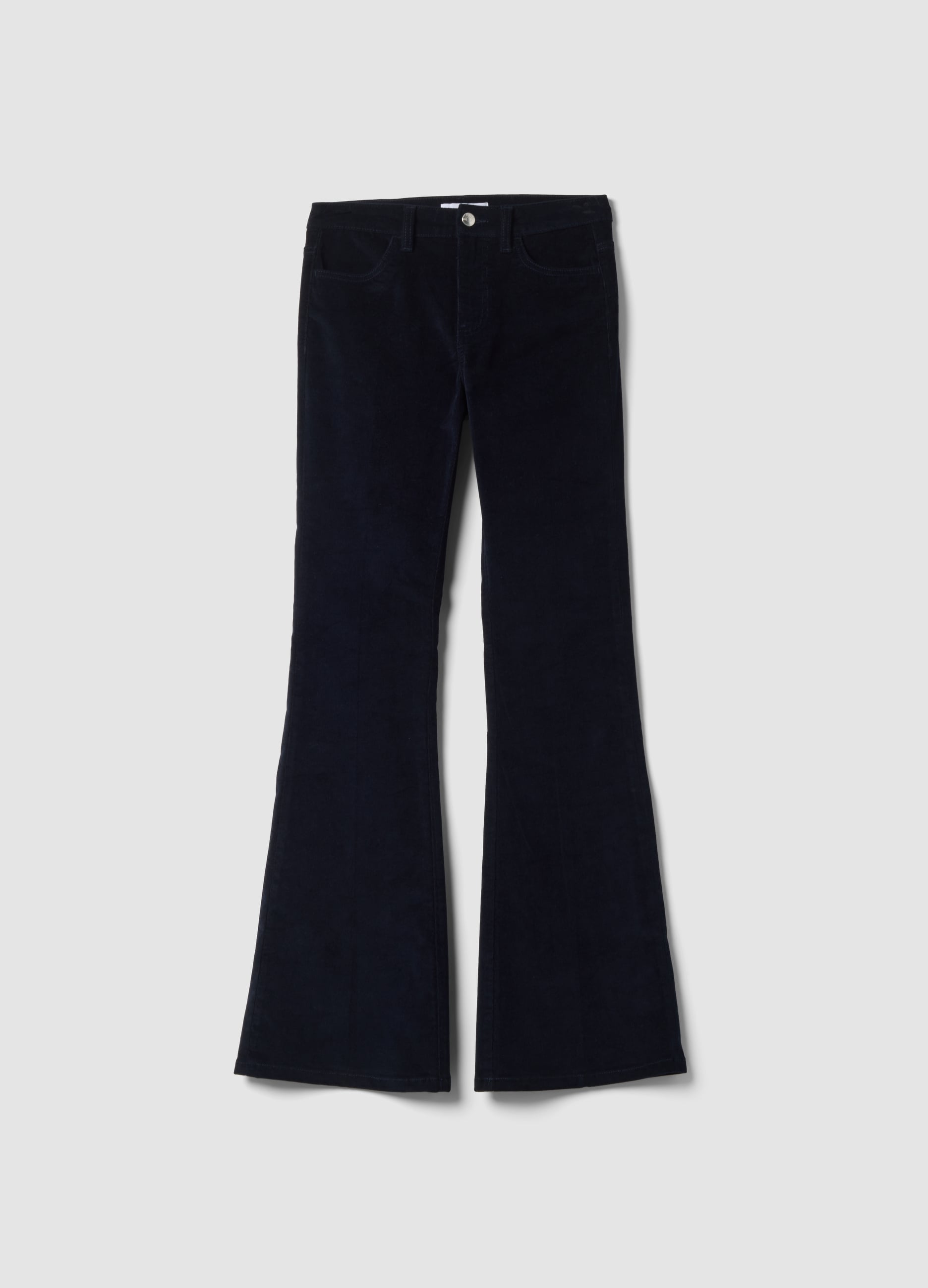 B.ANGEL, Pantaloni Blu Flare In Cotone Elasticizzato, Donna, Blu, Taglia: 46