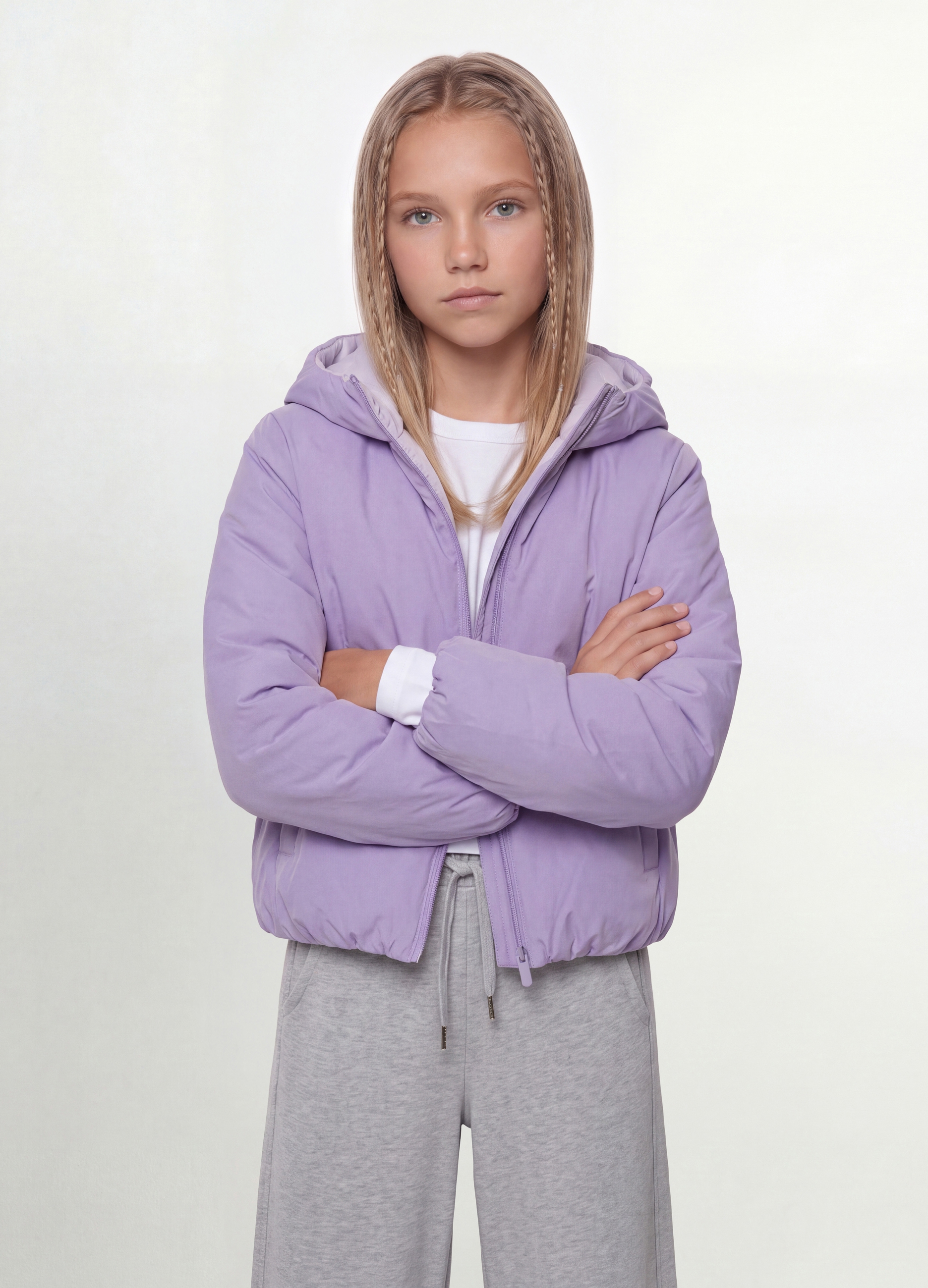 OVS KIDS, Giacca Ultralight Viola Reversibile Con Cappuccio E Zip Per Ragazza, Bambina, Viola, Taglia: 13-14