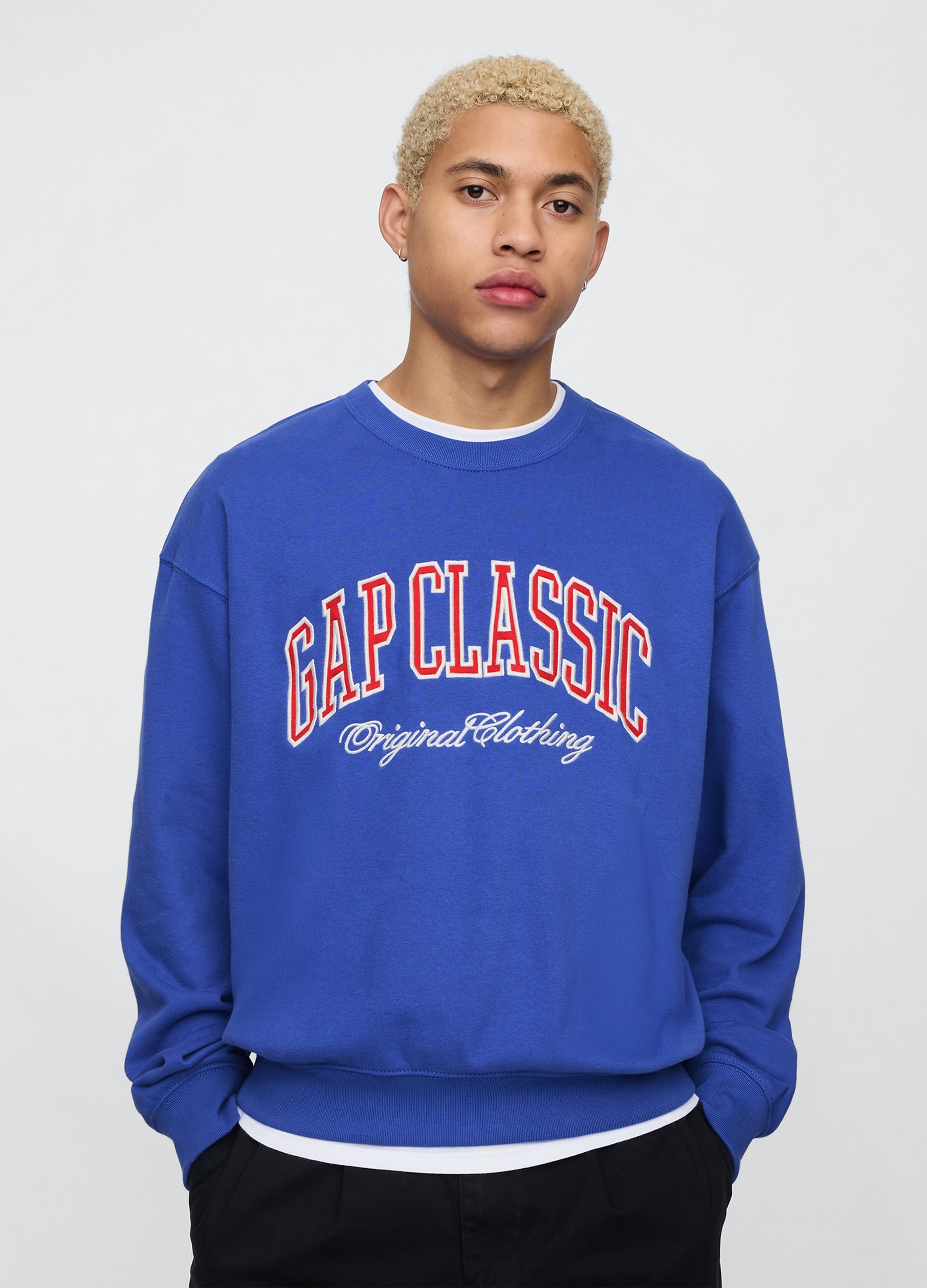 GAP, Felpa Girocollo Con Logo, Uomo, Blu, Taglia: M