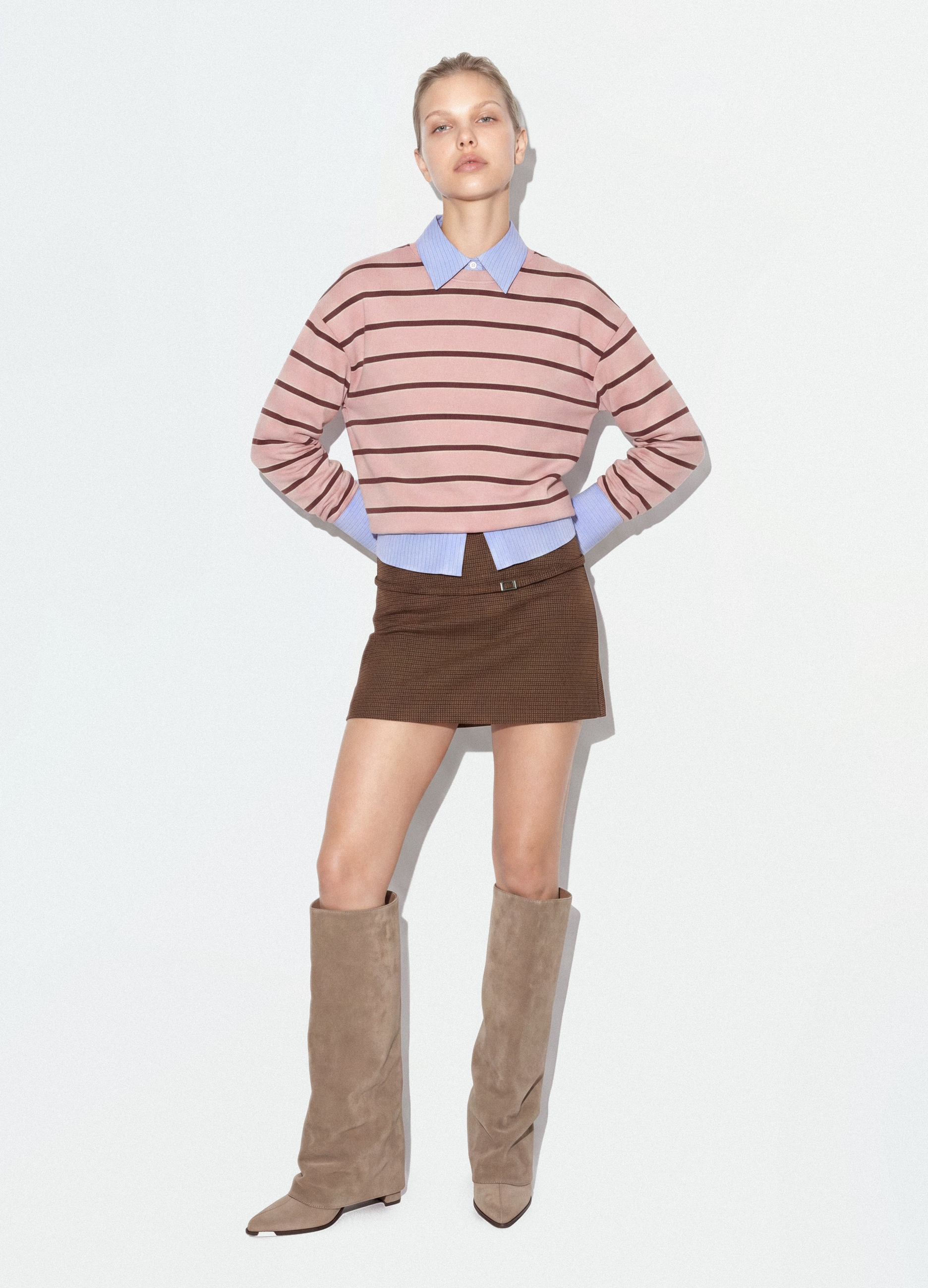 B.ANGEL, Mini Gonna Marrone In Viscosa Elasticizzata Con Cintura, Donna, Marrone, Taglia: XS