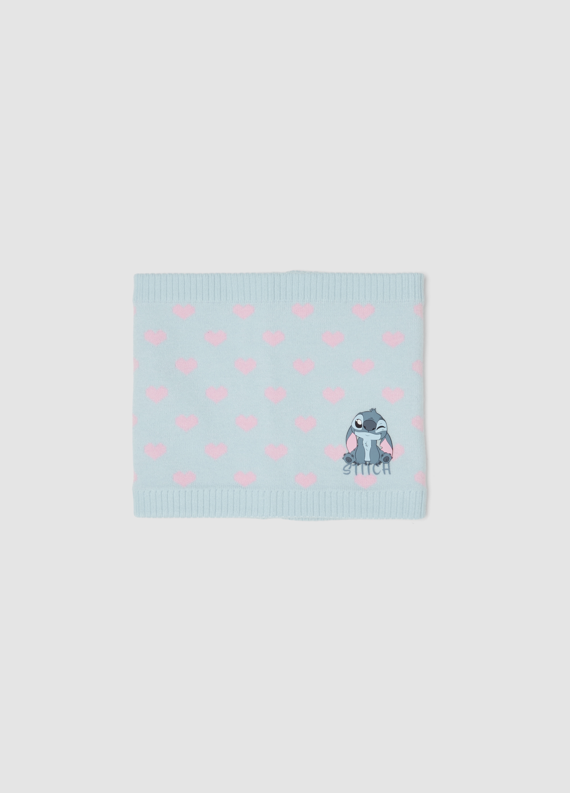 DISNEY, Sciarpa Azzurra In Viscosa Elasticizzata Con Stampa Stitch, Bambina, Azzurro, Taglia: ONE SIZE