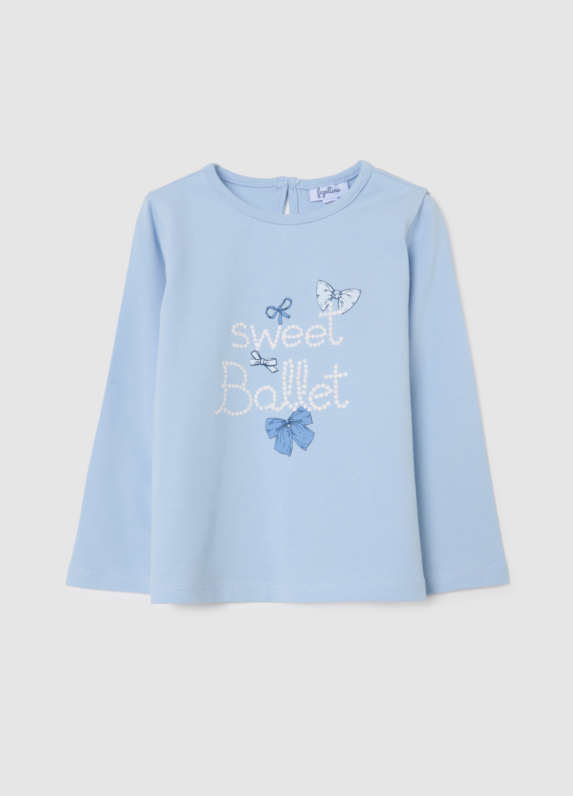 FAGOTTINO, Camiseta Azul De Algodón Elástico Para Niñas, Niña, Azul Azur, Talla: 9-12