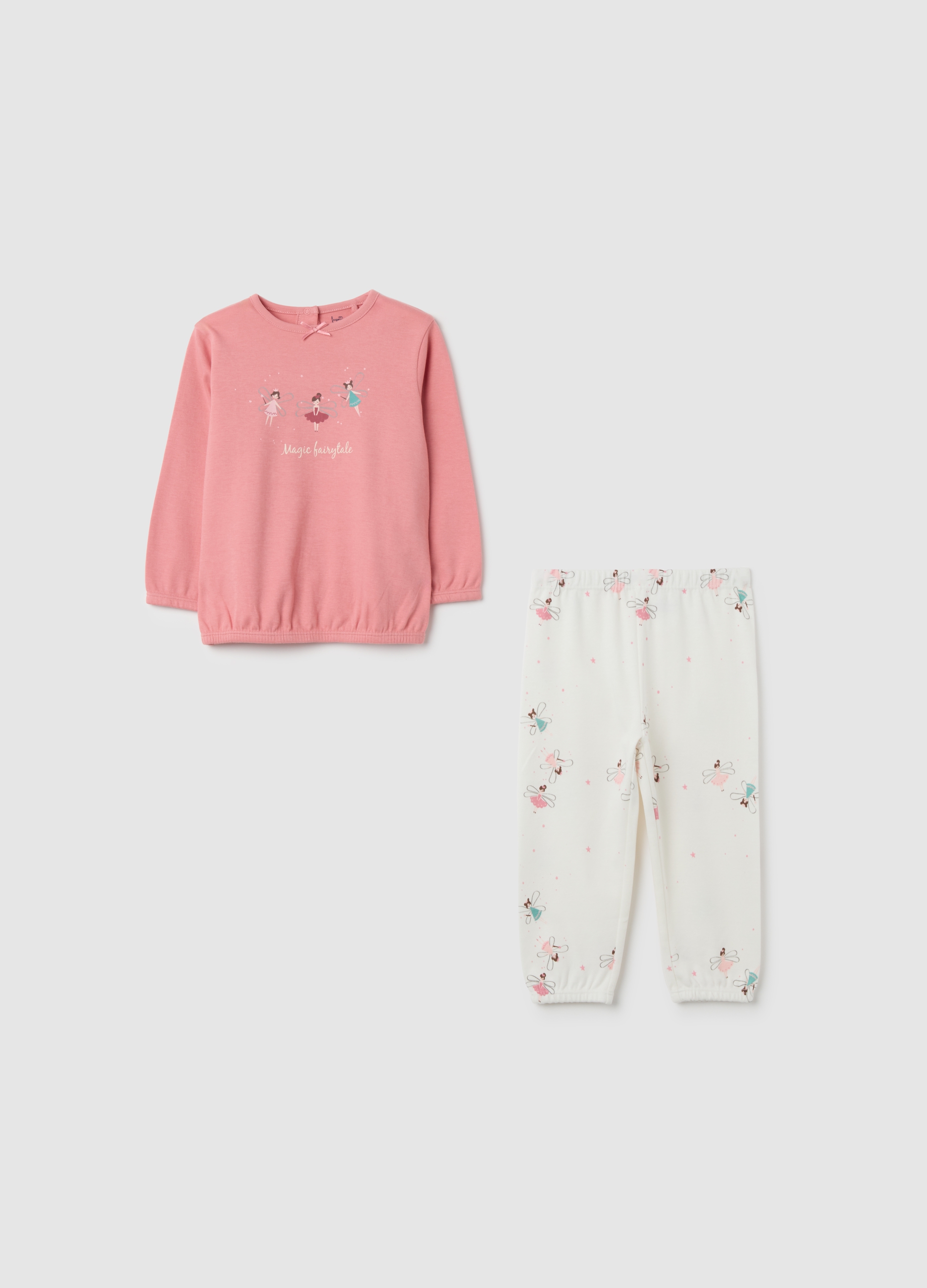 Pigiama Rosa In Cotone Per Bambina, Niña, Blanco/rosa, Talla: 9-12