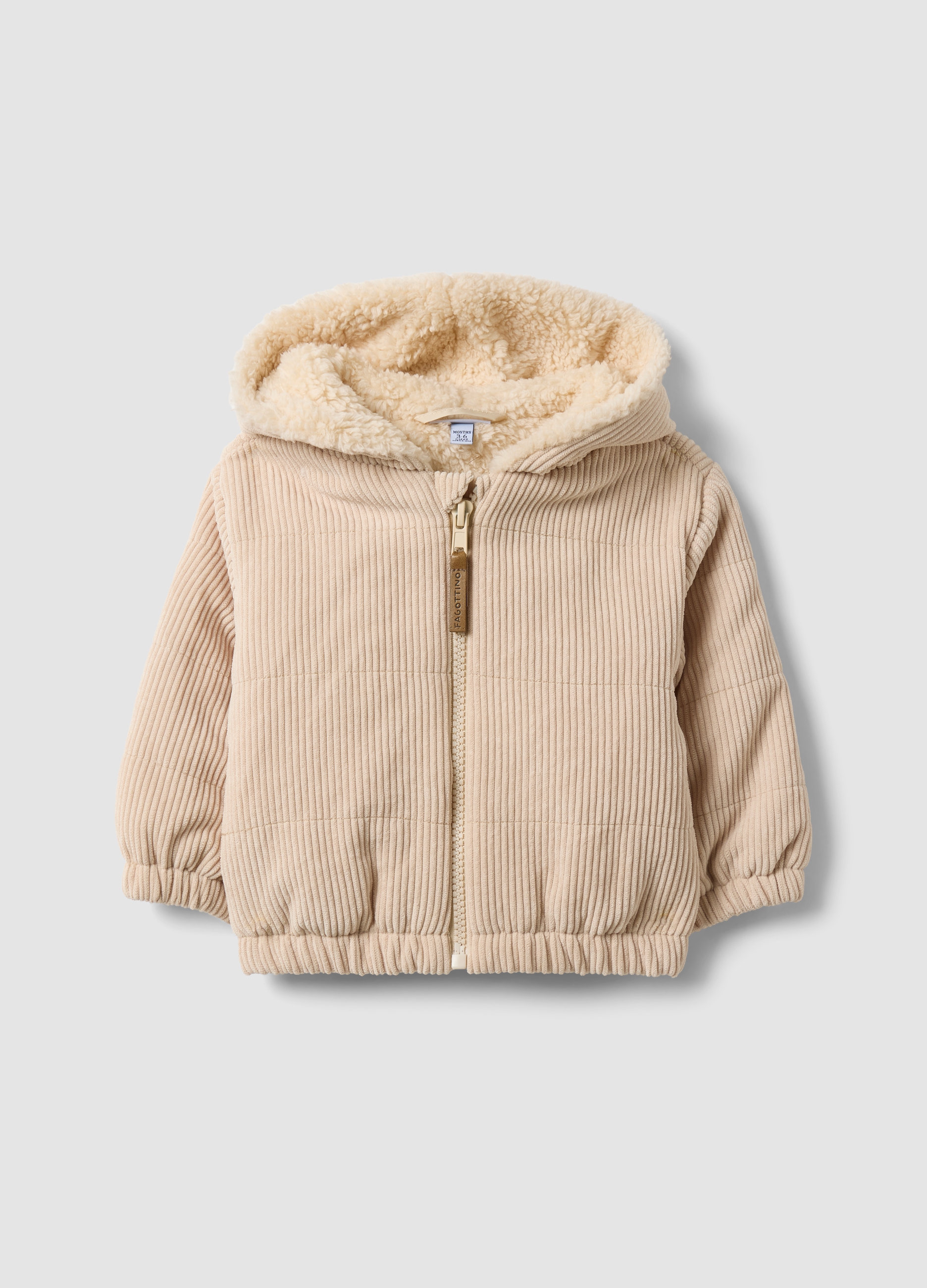 FAGOTTINO, Giacca Beige Imbottita Con Cappuccio E Zip, Neonato, Beige, Taglia: 3-6