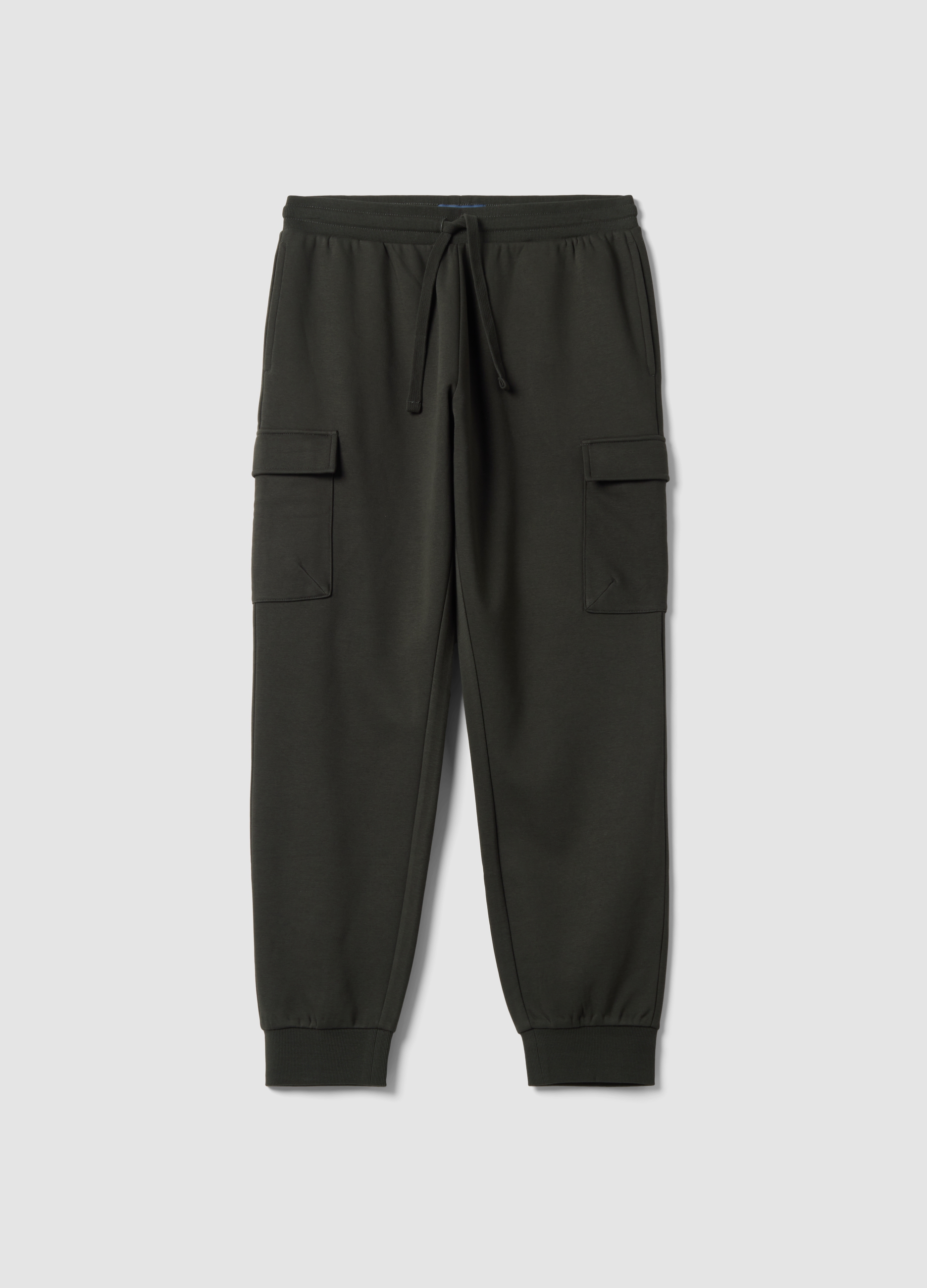 OVS, Pantaloni Jogger Cargo Grigi In Misto Cotone Con Coulisse Regular Fit, Uomo, Grigio, Taglia: S