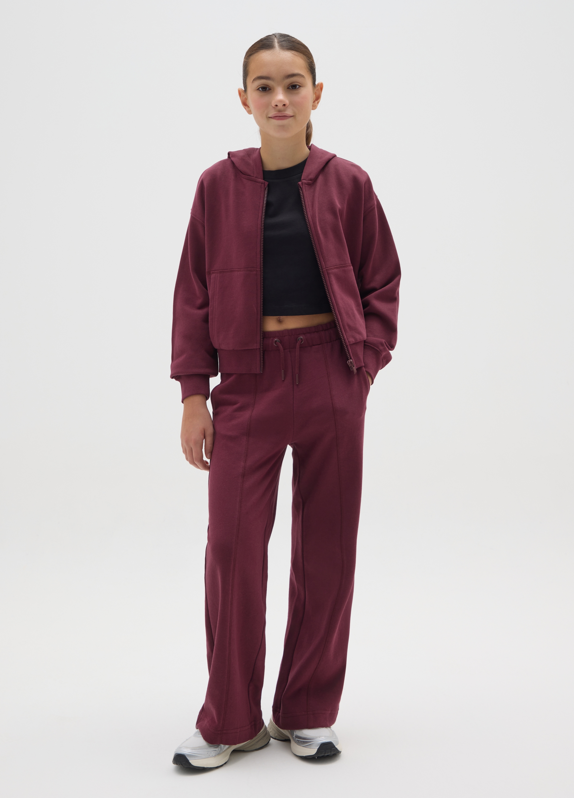 OVS KIDS, Pantalones De Niña En Algodón Puro Violeta Corte Regular, Niña, Rojo Oscuro, Talla: 10-11