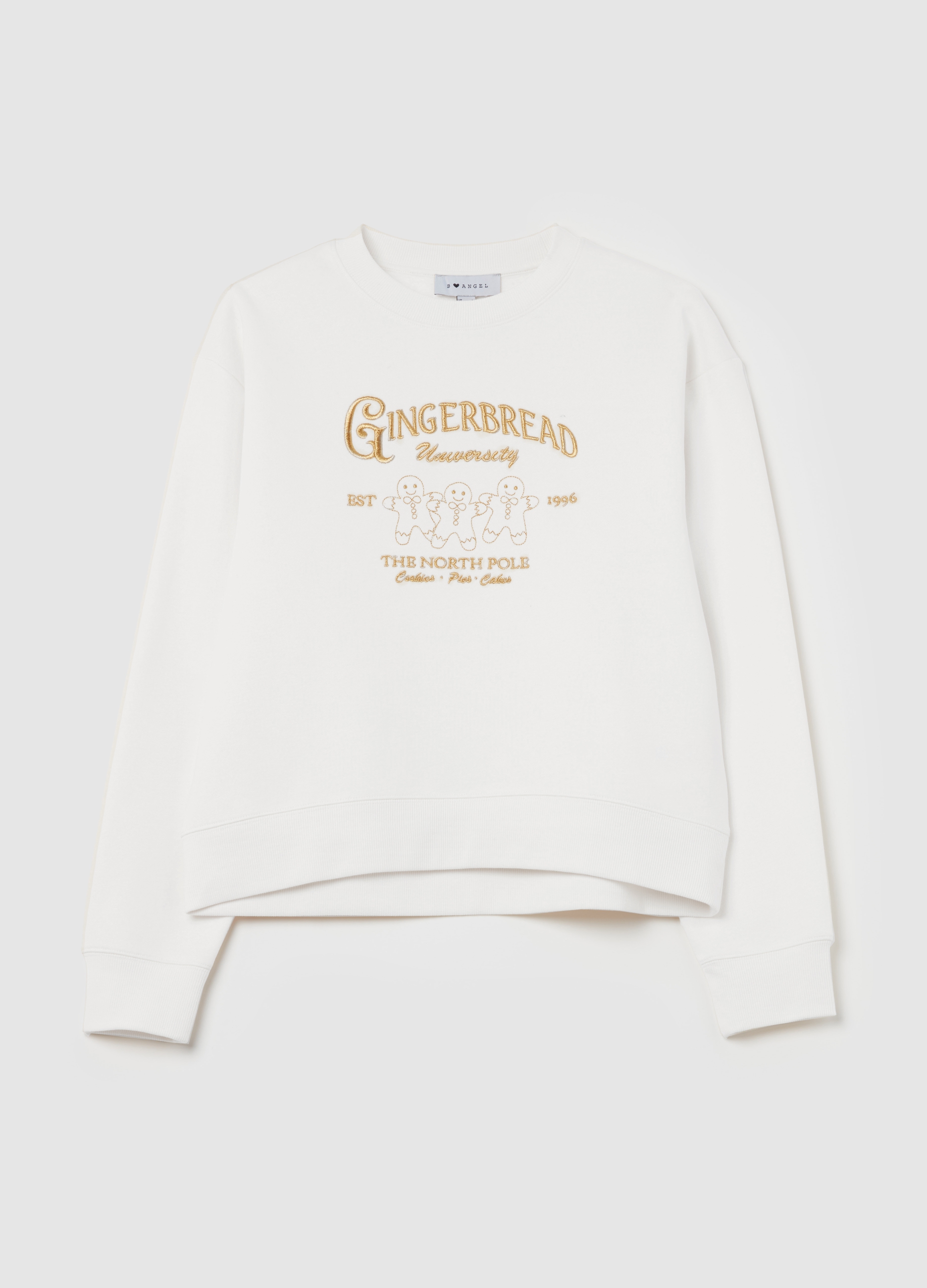 B.ANGEL, Sudadera Cuello Redondo Navideña, Mujer, Blanco crema, Talla: 38